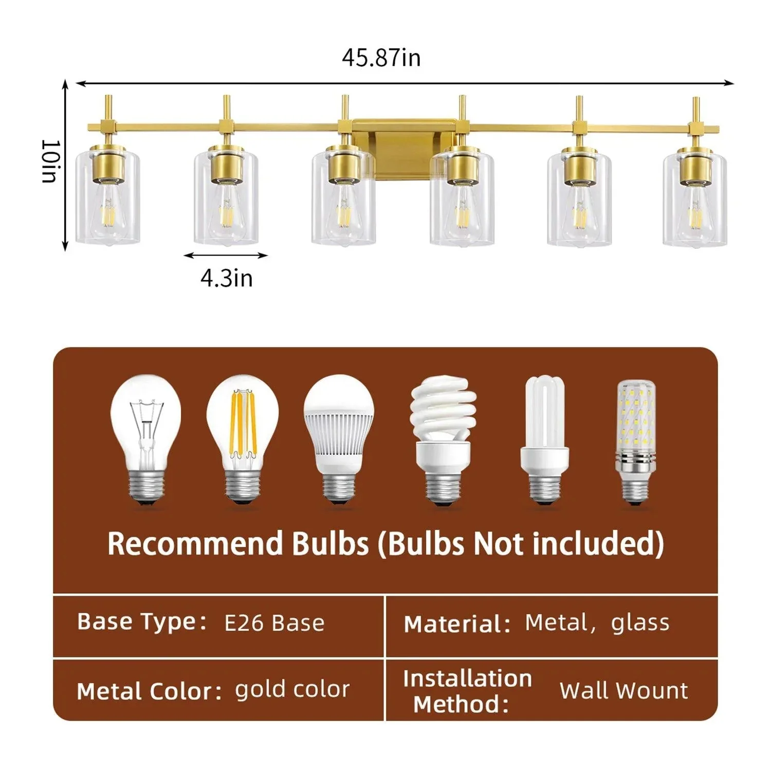 Parrot Uncle Jasper Modern Clear Glass 6-Light Bathroom Vanity Light - Image 9