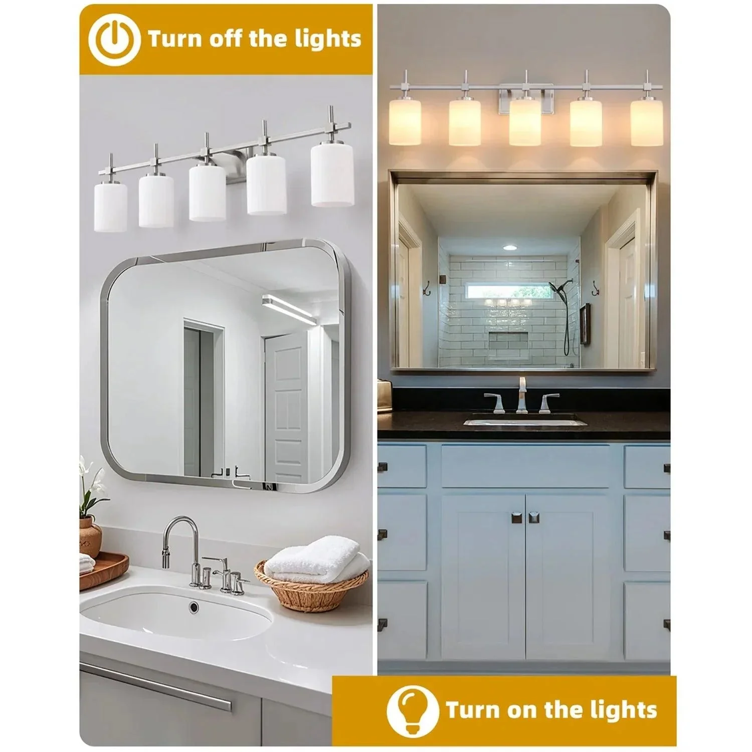 Parrot Uncle Jasper Modern Frosted Glass 5-Light Bathroom Linear Vanity Light - Image 13