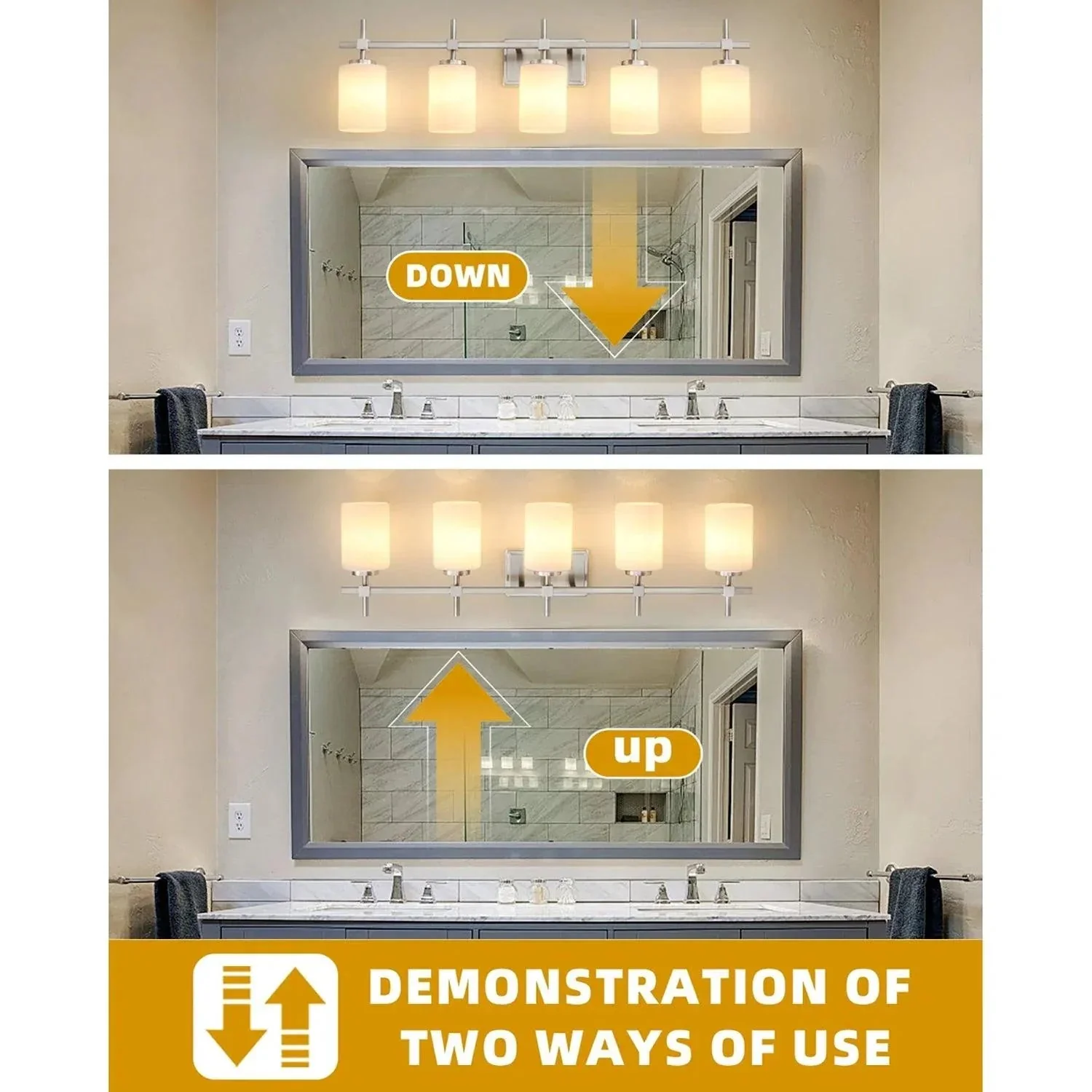 Parrot Uncle Jasper Modern Frosted Glass 5-Light Bathroom Linear Vanity Light - Image 14