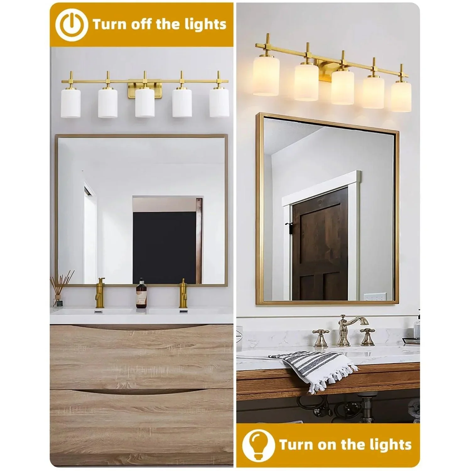 Parrot Uncle Jasper Modern Frosted Glass 5-Light Bathroom Linear Vanity Light - Image 4