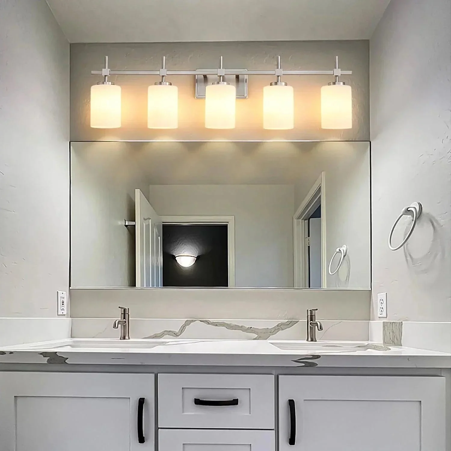 Parrot Uncle Jasper Modern Frosted Glass 5-Light Bathroom Linear Vanity Light - Image 9