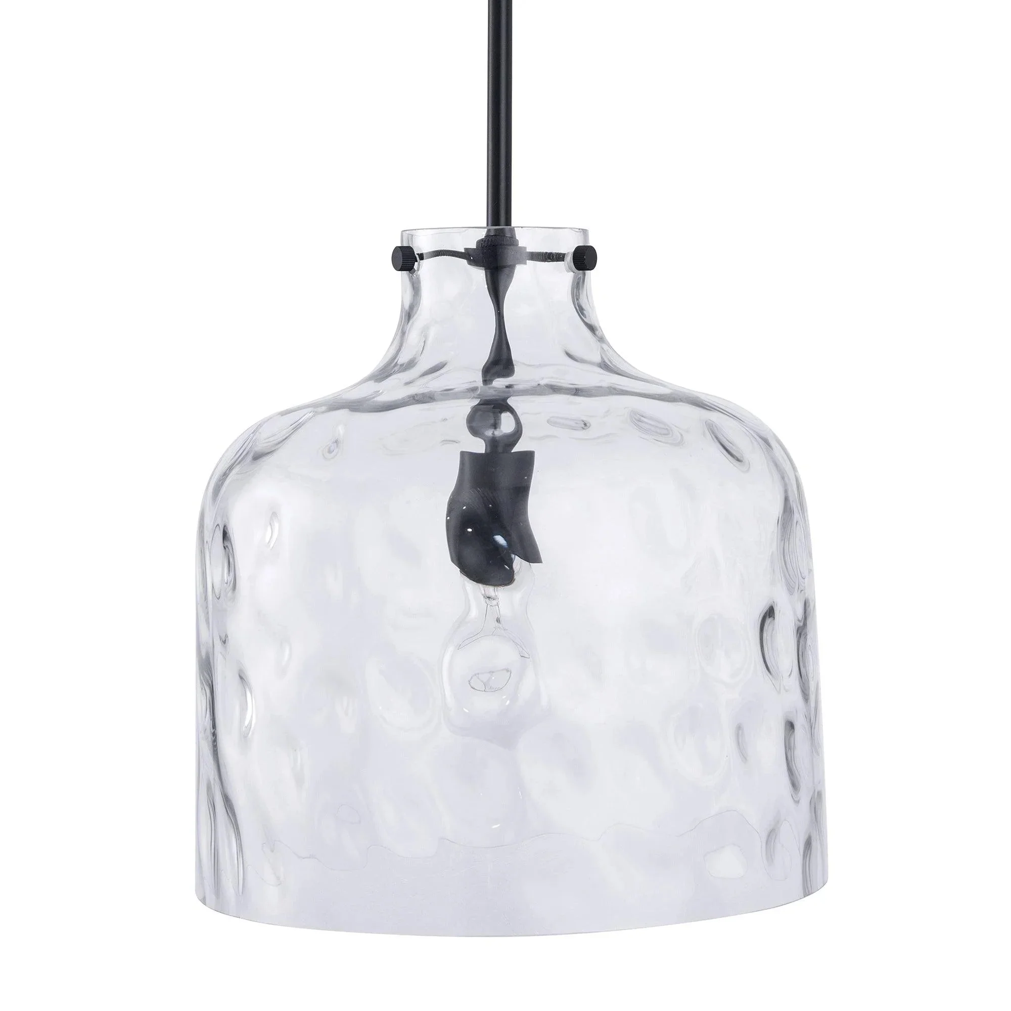 Parrot Uncle Kara Farmhouse 1-Light Textured Glass Nickel Island Pendant Light - Image 17