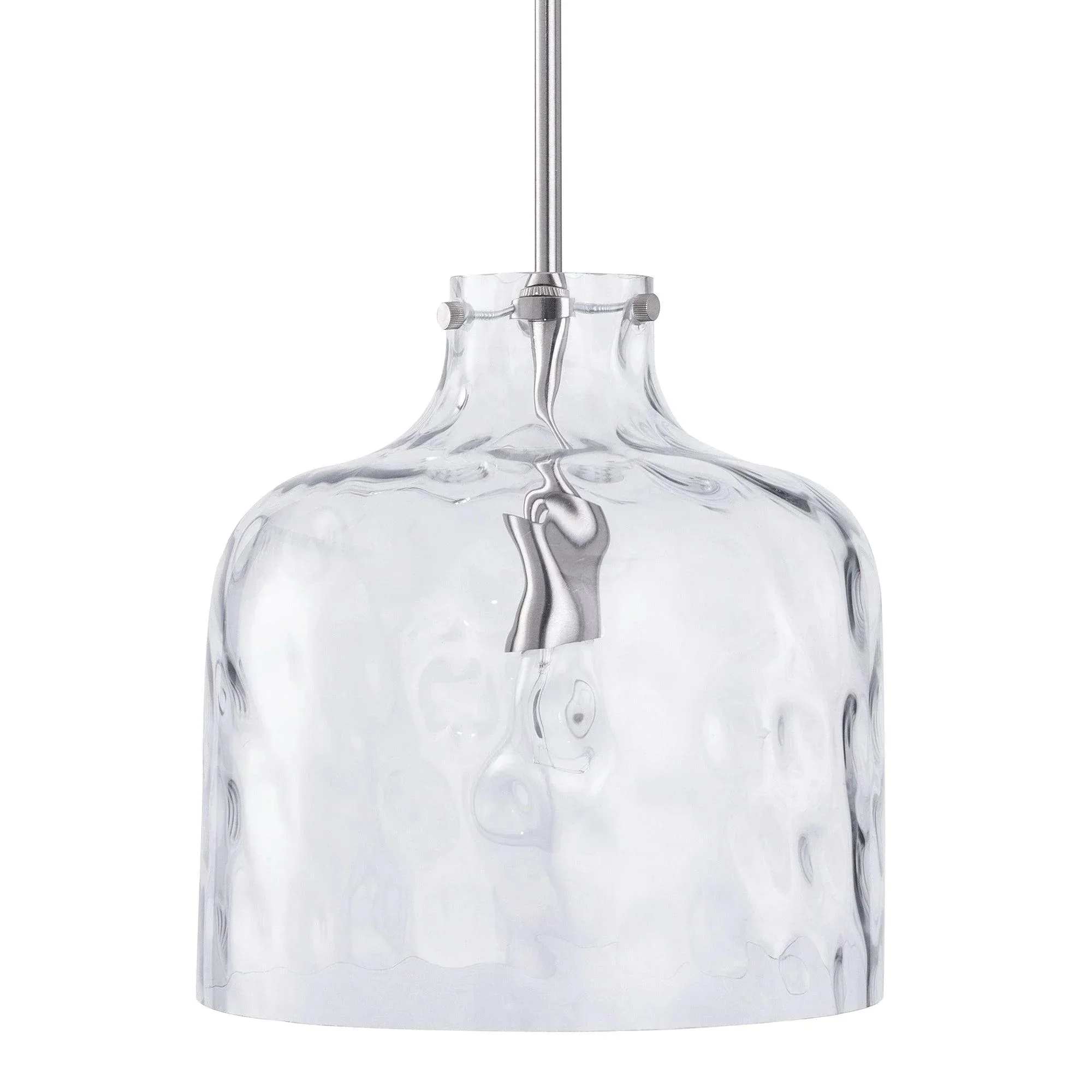 Parrot Uncle Kara Farmhouse 1-Light Textured Glass Nickel Island Pendant Light - Image 7