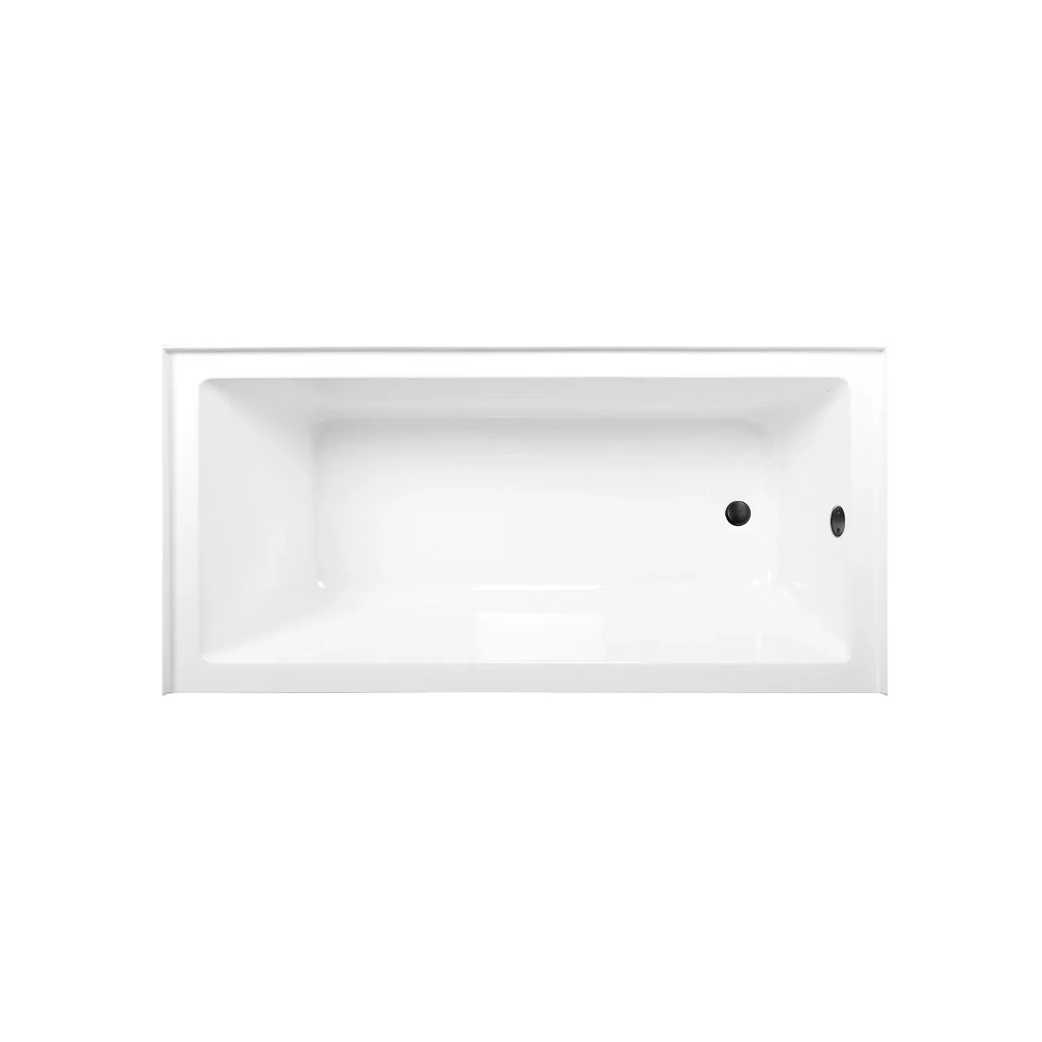 Kingston Brass Aqua Eden 66" Acrylic Rectangular 3-Wall Alcove Tub Combo with Waste and Overflow Drain (Right Hand Drain), Glossy White/Matte Black (CVTAP663222R0) - Image 2