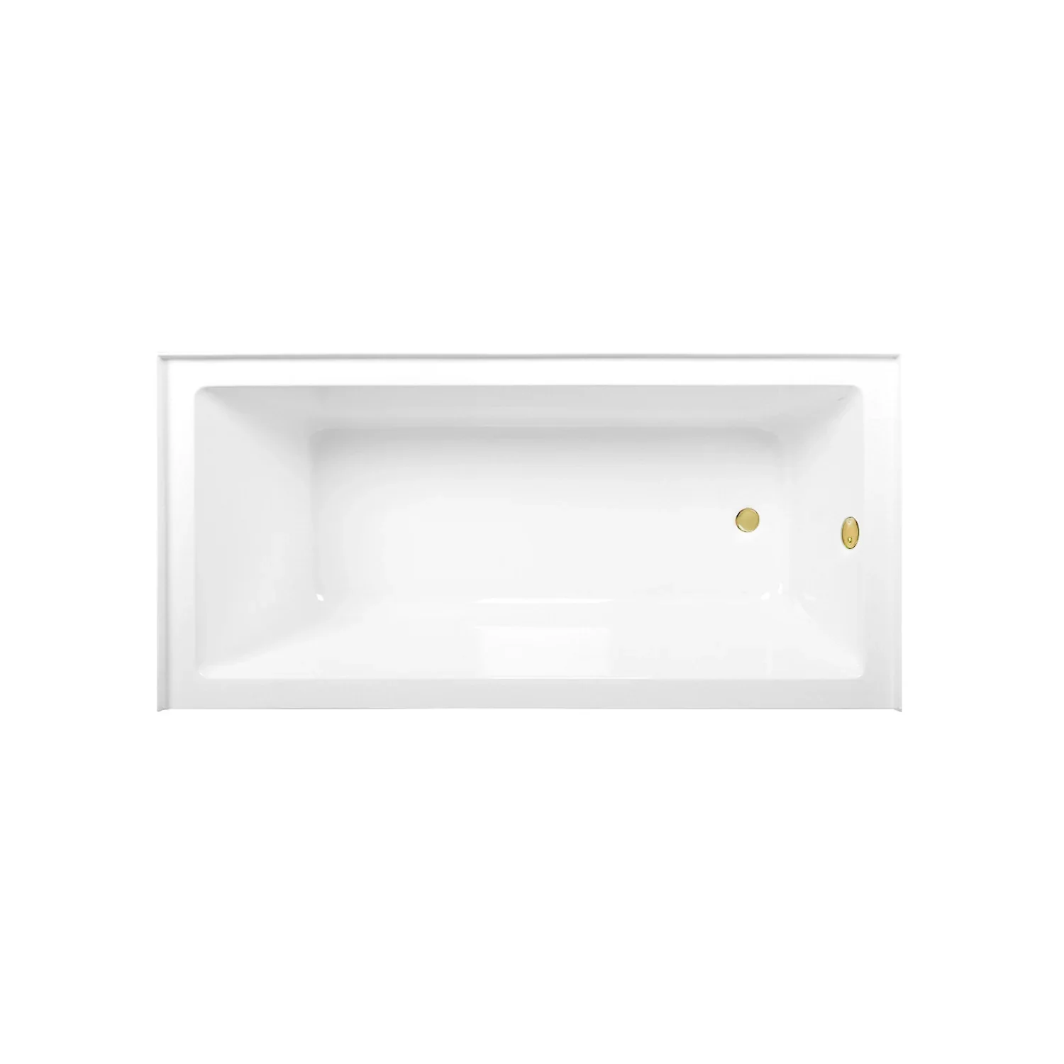 Kingston Brass Aqua Eden 66" Acrylic Rectangular 3-Wall Alcove Tub Combo with Waste and Overflow Drain (Right Hand Drain), Glossy White/Polished Brass (CVTAP663222R2) - Image 2