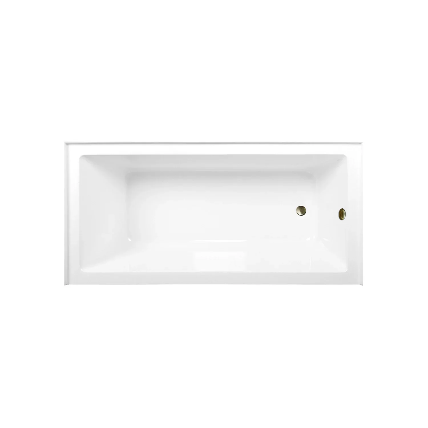 Kingston Brass Aqua Eden 66" Acrylic Rectangular 3-Wall Alcove Tub Combo with Waste and Overflow Drain (Right Hand Drain), Glossy White/Antique Brass (CVTAP663222R3) - Image 2