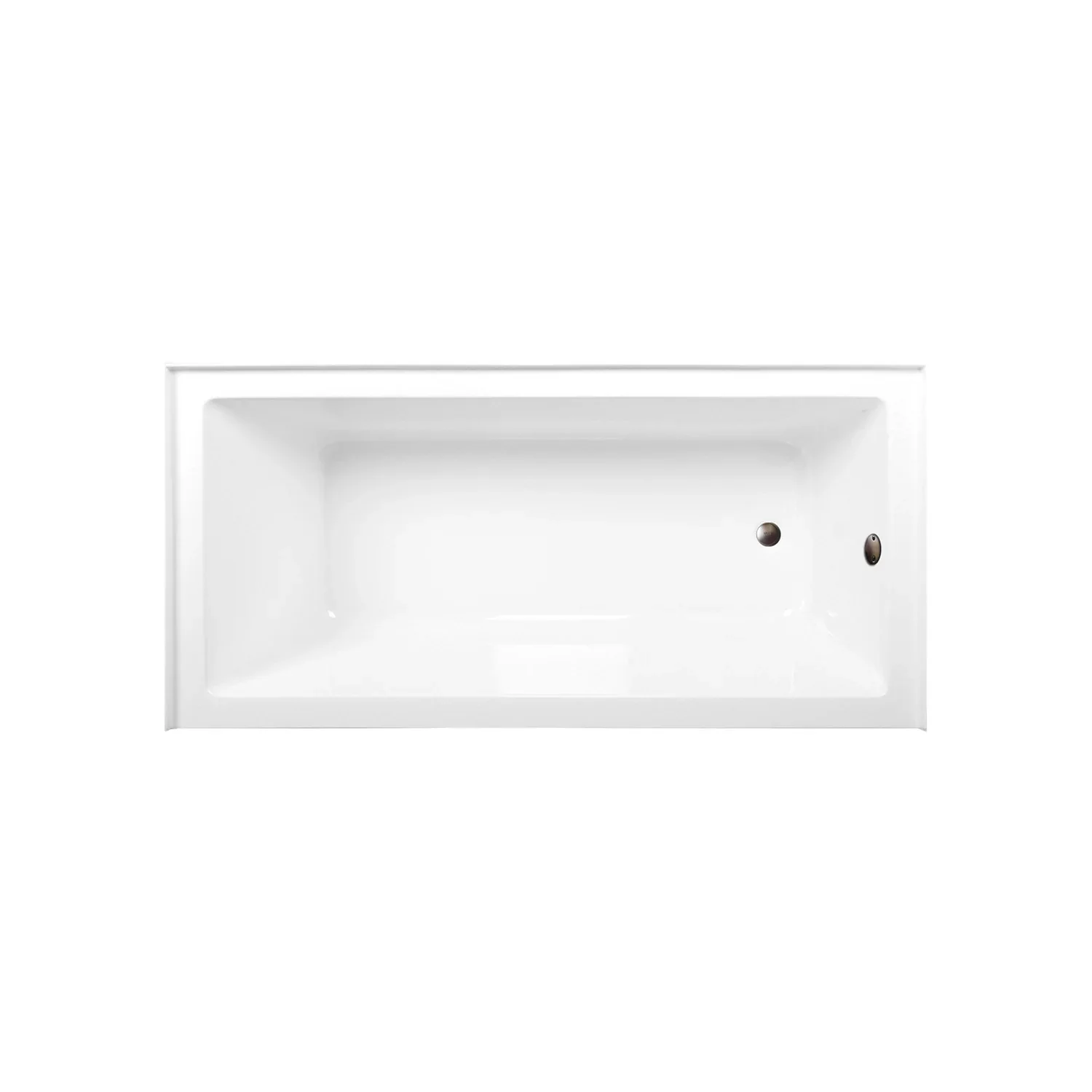 Kingston Brass Aqua Eden 66" Acrylic Rectangular 3-Wall Alcove Tub Combo with Waste and Overflow Drain (Right Hand Drain), Glossy White/Oil Rubbed Bronze (CVTAP663222R5) - Image 2