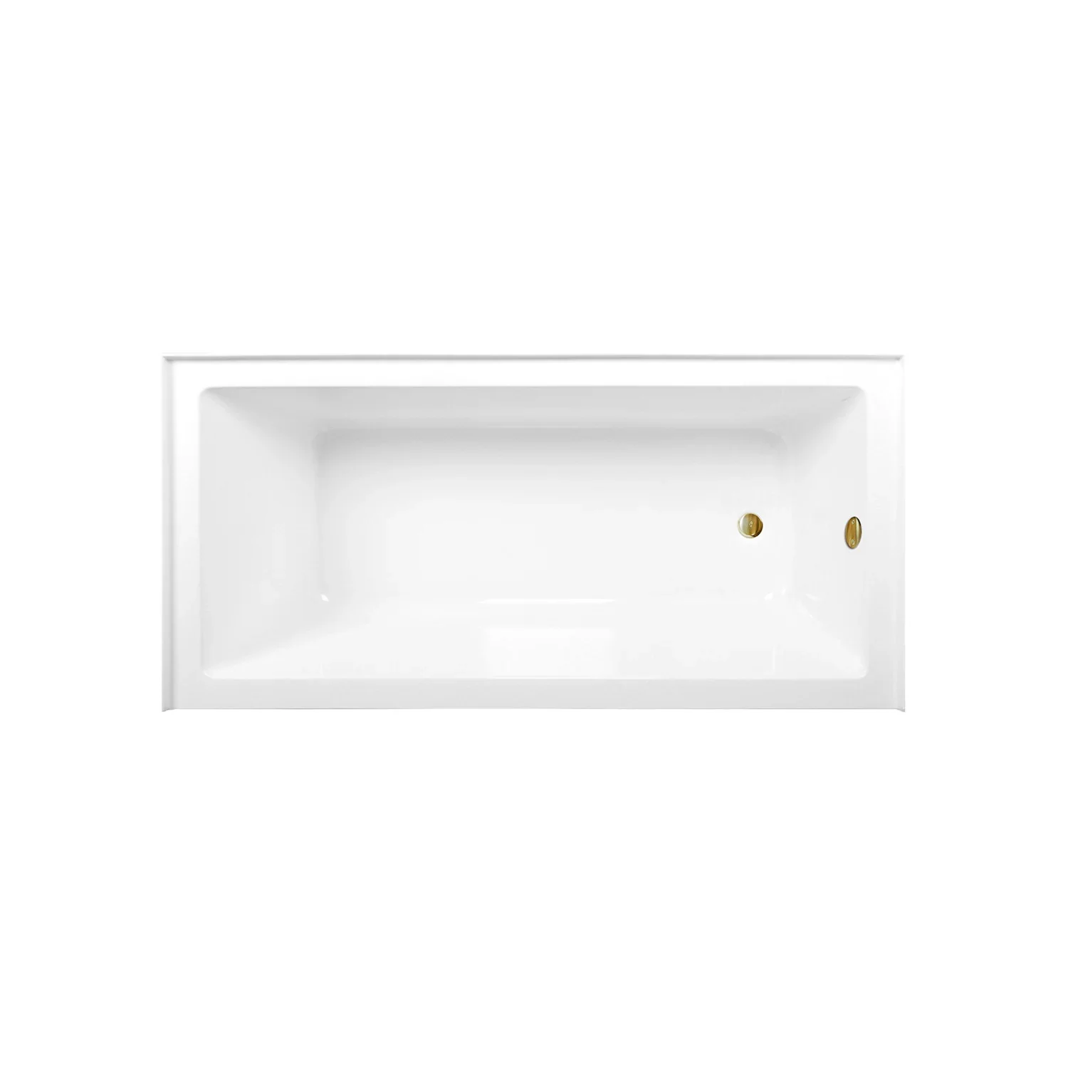 Kingston Brass Aqua Eden 66" Acrylic Rectangular 3-Wall Alcove Tub Combo with Waste and Overflow Drain (Right Hand Drain), Glossy White/Brushed Brass (CVTAP663222R7) - Image 2
