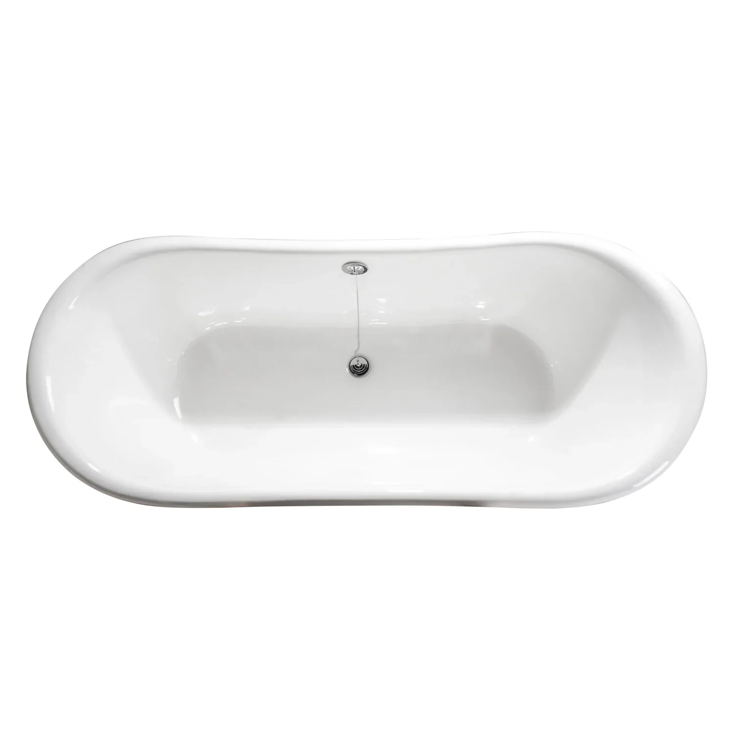 Kingston Brass Aqua Eden 67" Cast Iron Oval Double Slipper Clawfoot Tub (No Faucet Drillings), White/Polished Chrome (VCTNDS6731NL1) - Image 5