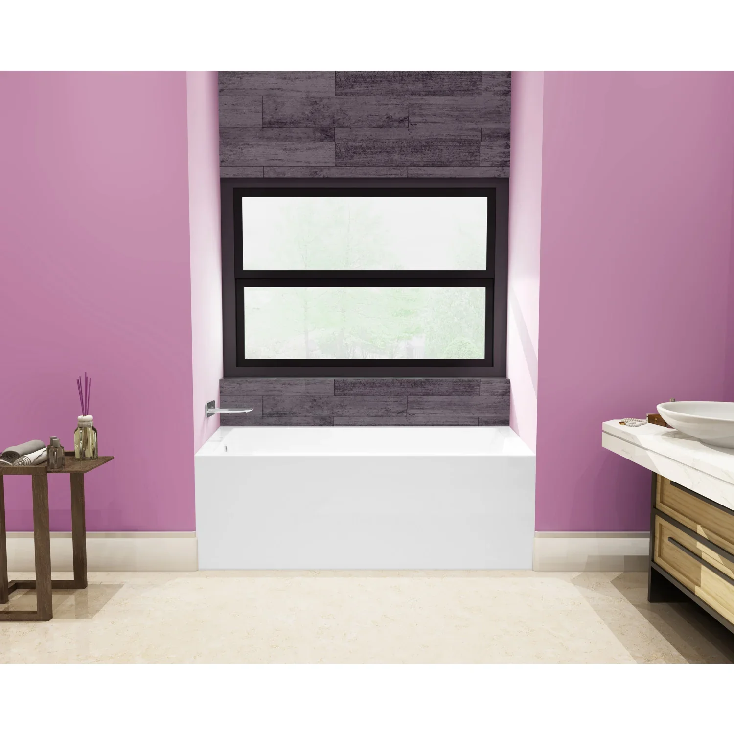 Kingston Brass Aqua Eden 54" Acrylic Rectangular 3-Wall Alcove Tub, Left Hand Drain, Glossy White (VTAP543022L) - Image 2