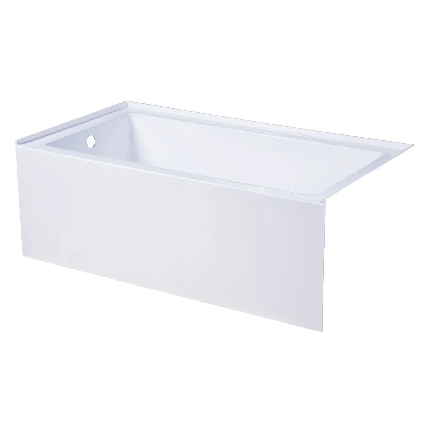 Kingston Brass Aqua Eden 54" Acrylic Rectangular 3-Wall Alcove Tub, Left Hand Drain, Glossy White (VTAP543022L) - Image 3