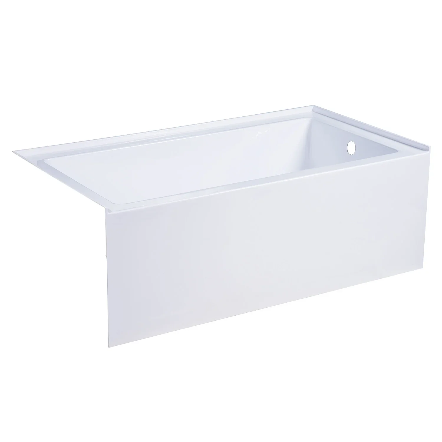 Kingston Brass Aqua Eden 54" Acrylic Rectangular 3-Wall Alcove Tub, Right Hand Drain, Glossy White (VTAP543022R) - Image 3