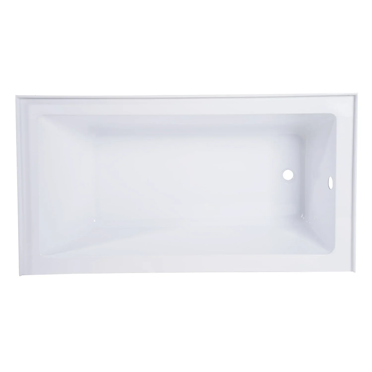 Kingston Brass Aqua Eden 54" Acrylic Rectangular 3-Wall Alcove Tub, Right Hand Drain, Glossy White (VTAP543022R) - Image 4