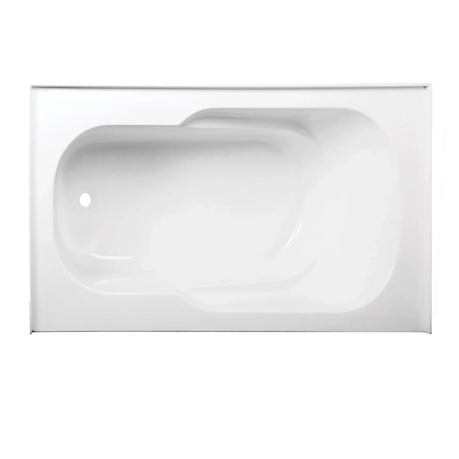 Kingston Brass Aqua Eden 60" Acrylic Rectangular 3-Wall Alcove Tub with Anti Skid and Left Hand Drain Hole, Glossy White (VTAP603216L) - Image 4