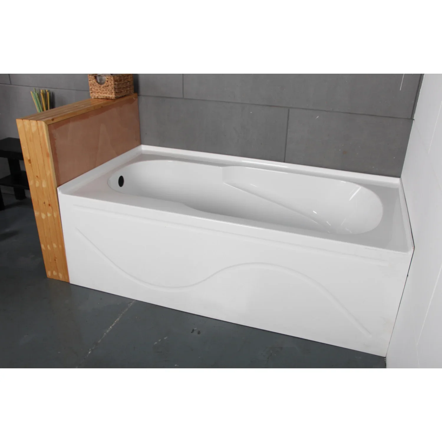 Kingston Brass Aqua Eden 60" Acrylic Rectangular 3-Wall Alcove Tub with Anti Skid and Left Hand Drain Hole, Glossy White (VTAP603216L) - Image 7