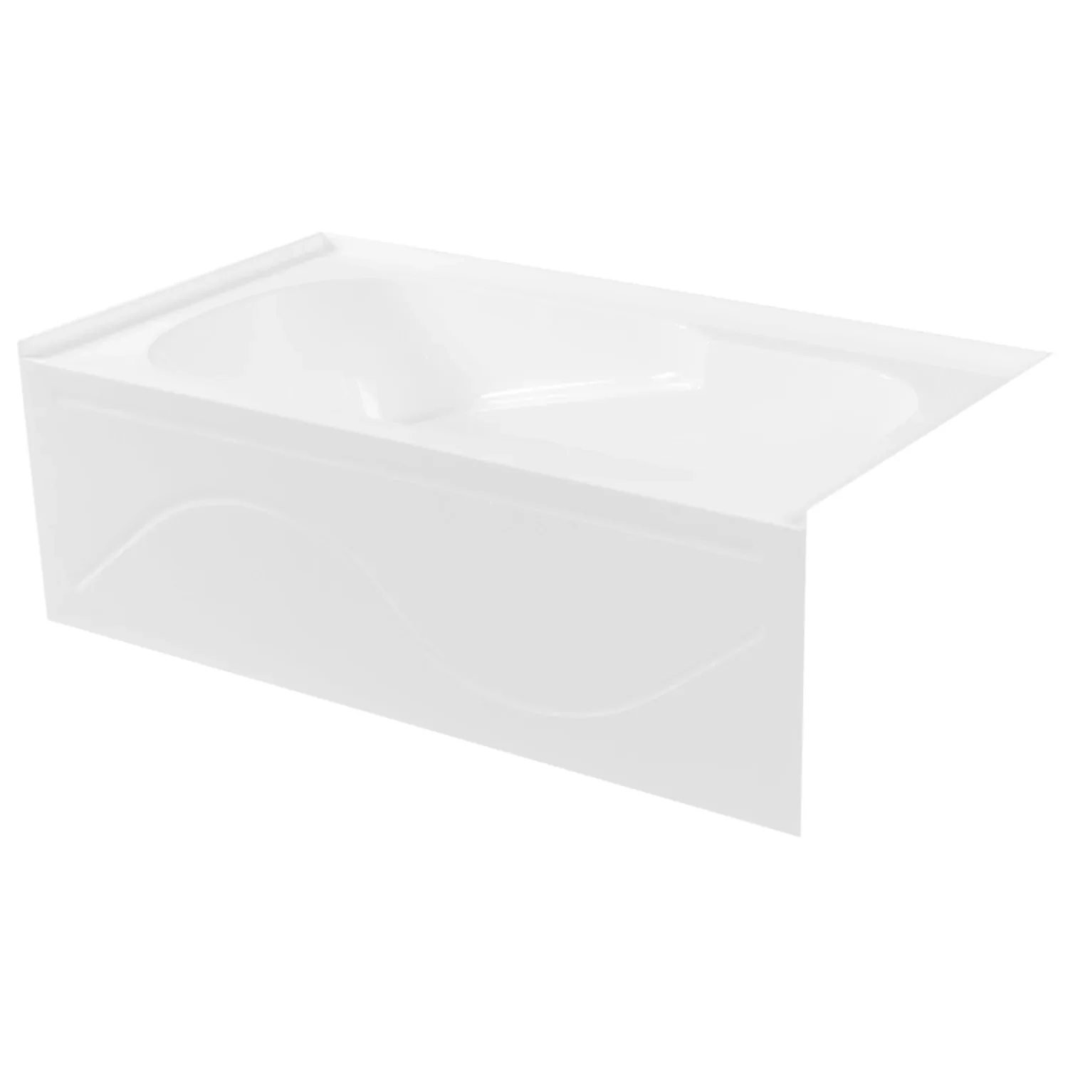 Kingston Brass Aqua Eden 60" Acrylic Rectangular 3-Wall Alcove Tub with Anti Skid and Right Hand Drain Hole, Glossy White (VTAP603216R) - Image 3