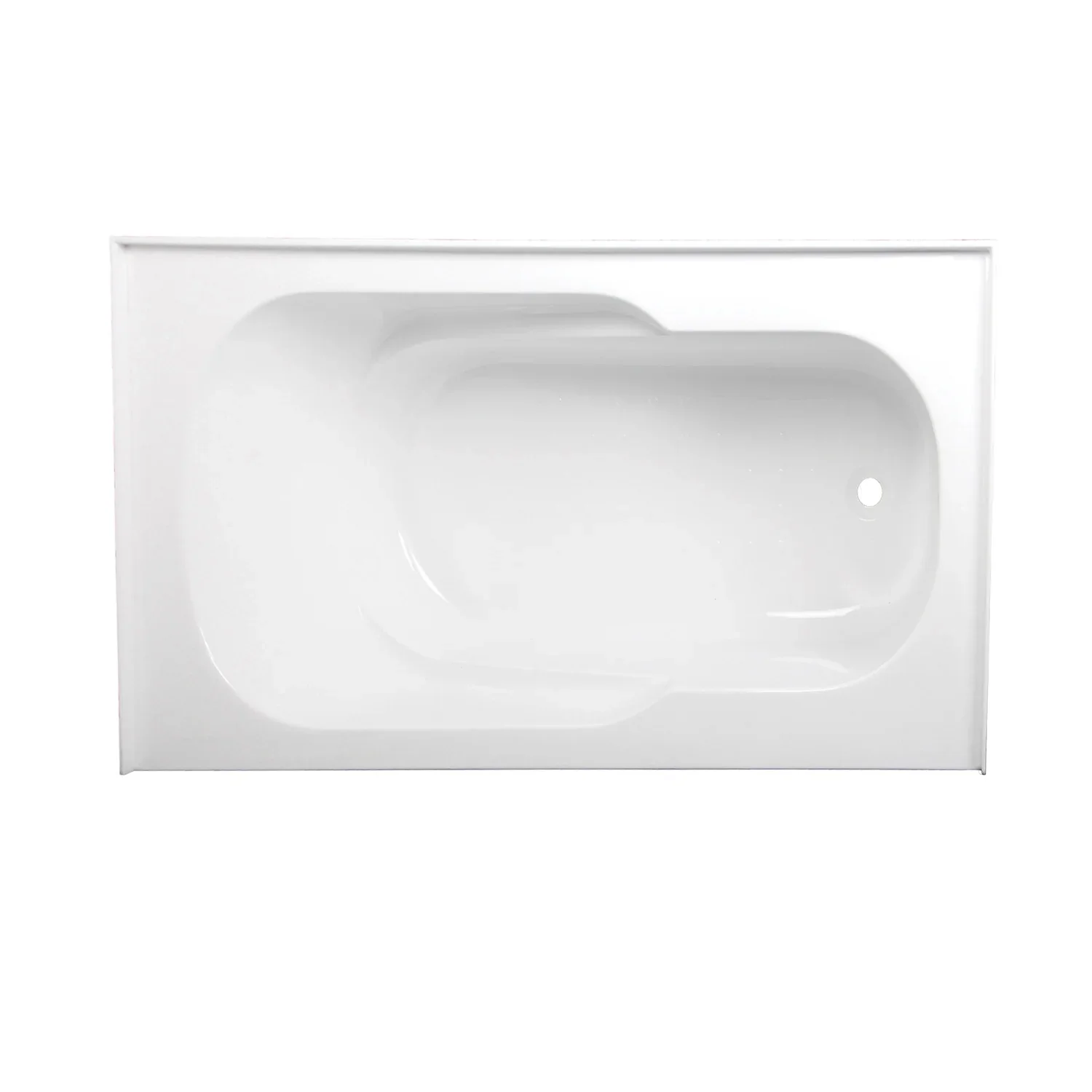 Kingston Brass Aqua Eden 60" Acrylic Rectangular 3-Wall Alcove Tub with Anti Skid and Right Hand Drain Hole, Glossy White (VTAP603216R) - Image 5