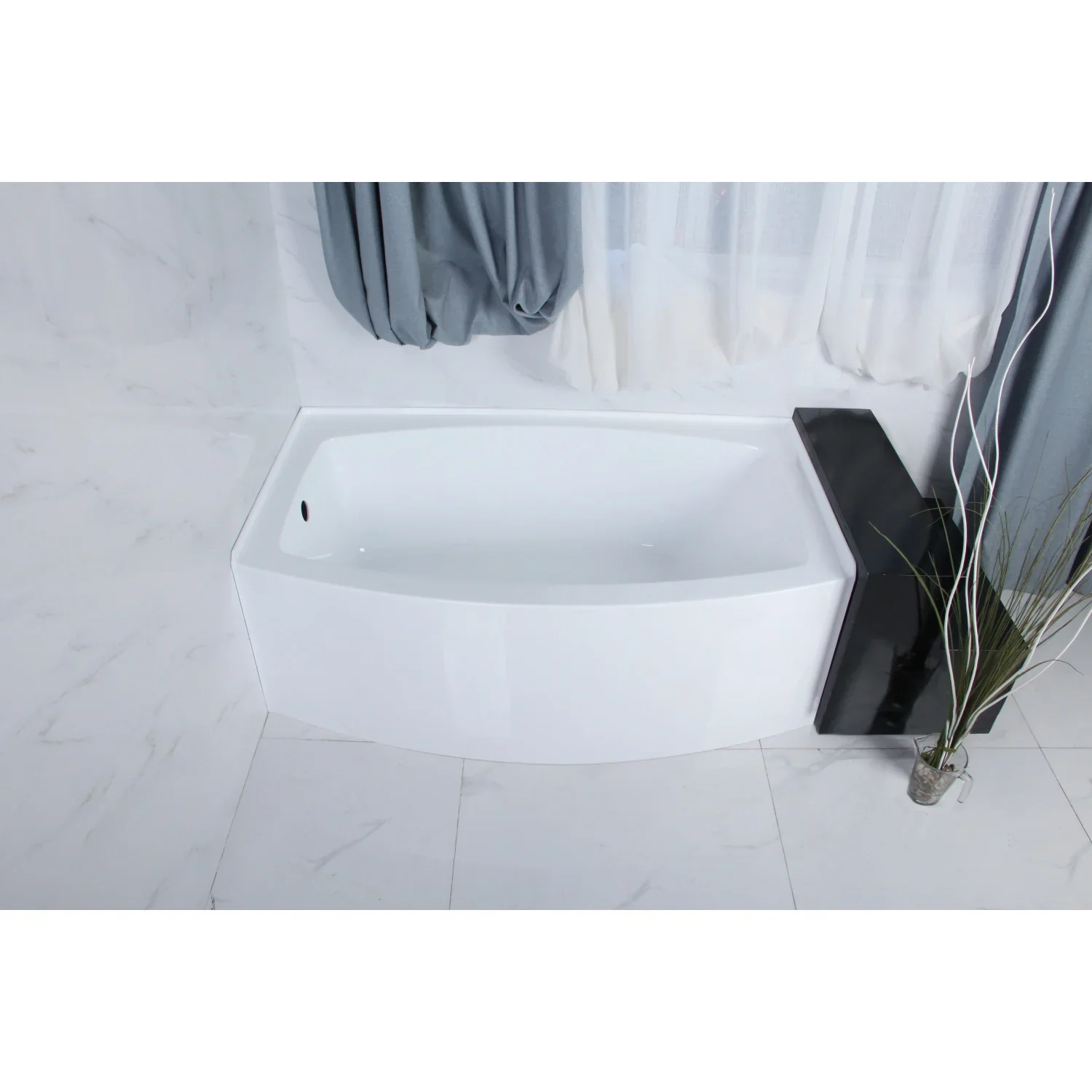 Kingston Brass Aqua Eden 60" Acrylic Rectangular 3-Wall Alcove Tub, Left Hand Drain Hole, Glossy White (VTDR603022L) - Image 2