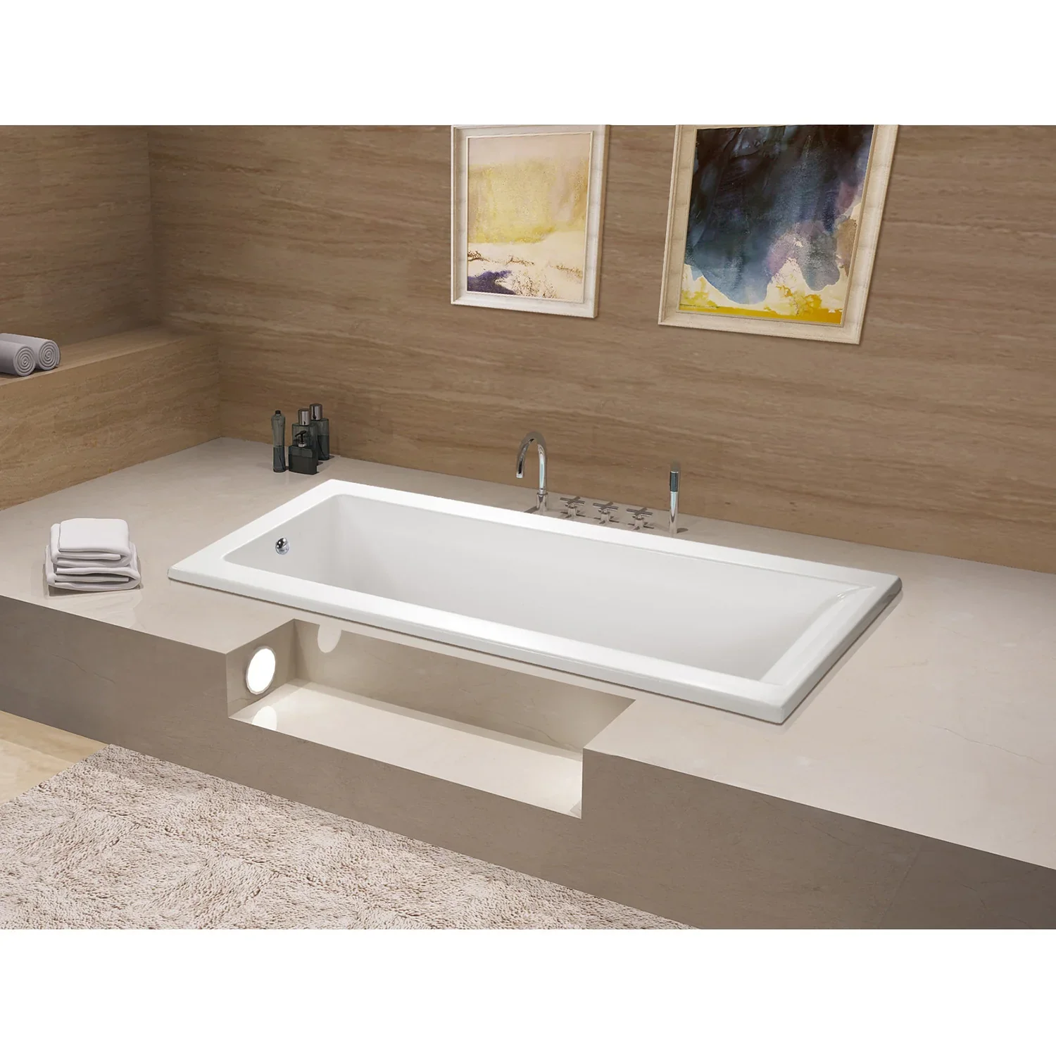 Kingston Brass Aqua Eden 67" Acrylic Rectangular Drop-In Tub with Reversible Drain, Glossy White (VTPN672817) - Image 2