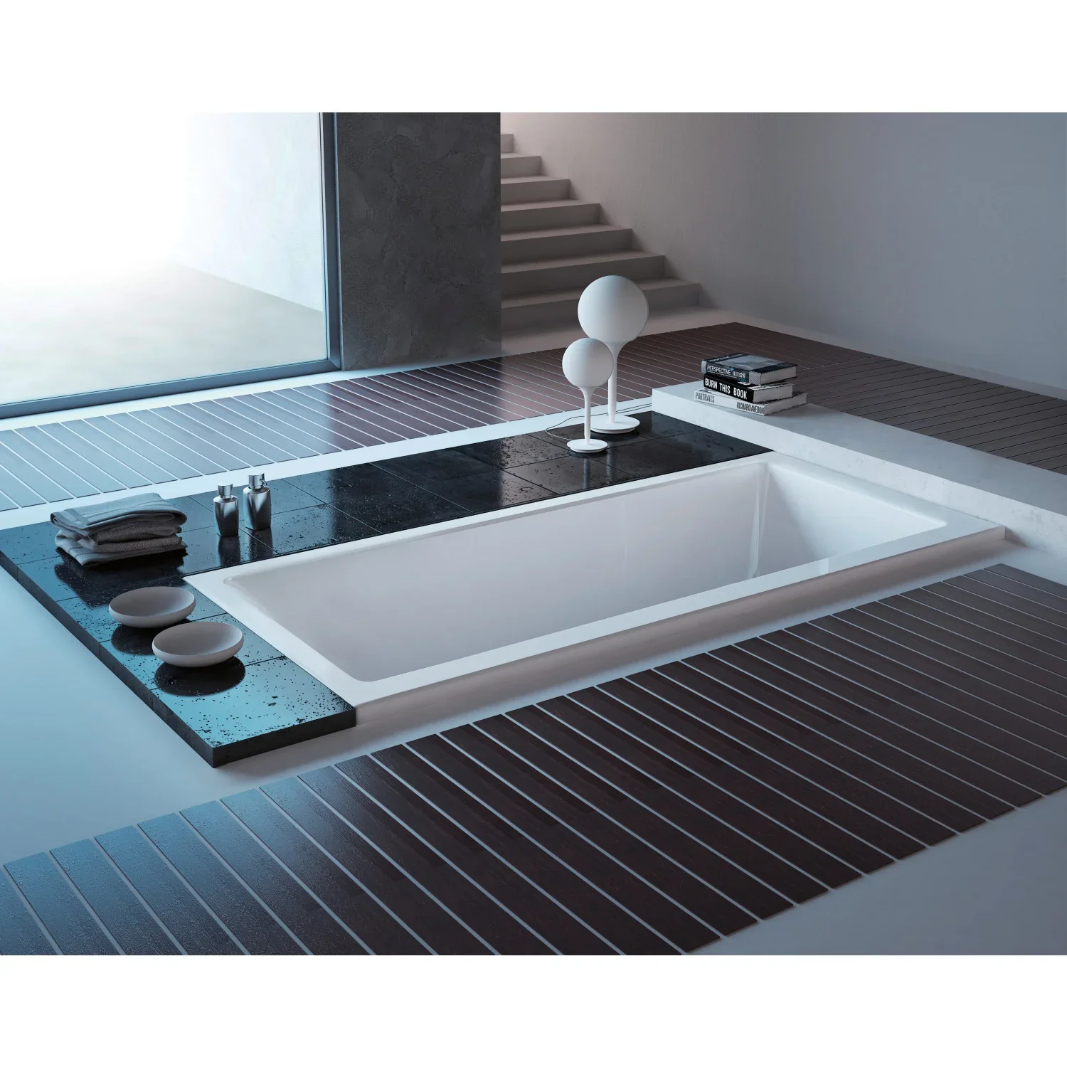 Kingston Brass Aqua Eden 59" Acrylic Rectangular Drop-In Tub with Center Drain, Glossy White (XVTPN593017C) - Image 2