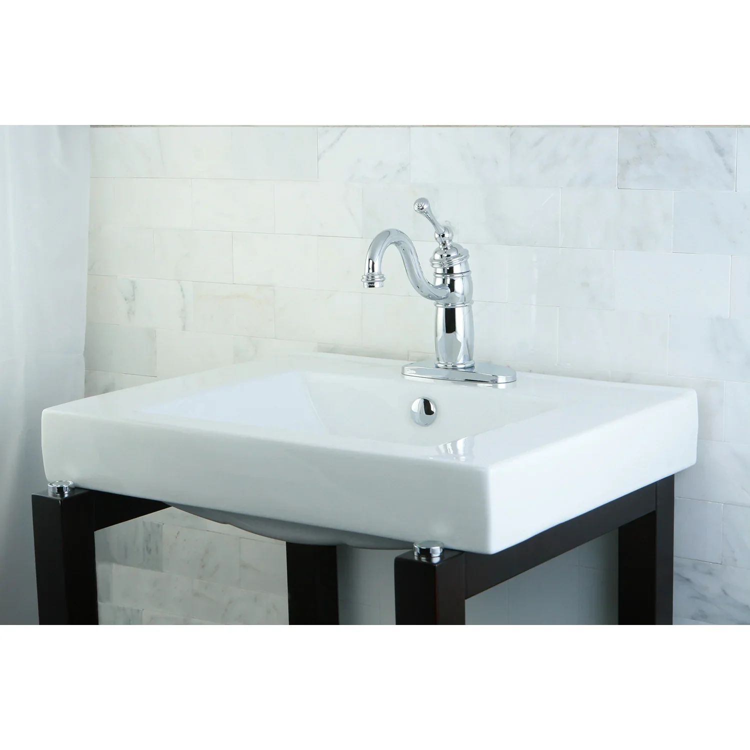 Kingston Brass Mission 23-5/8" Ceramic Rectangular Semi-Recessed Vessel Sink, White (EV9620) - Image 3