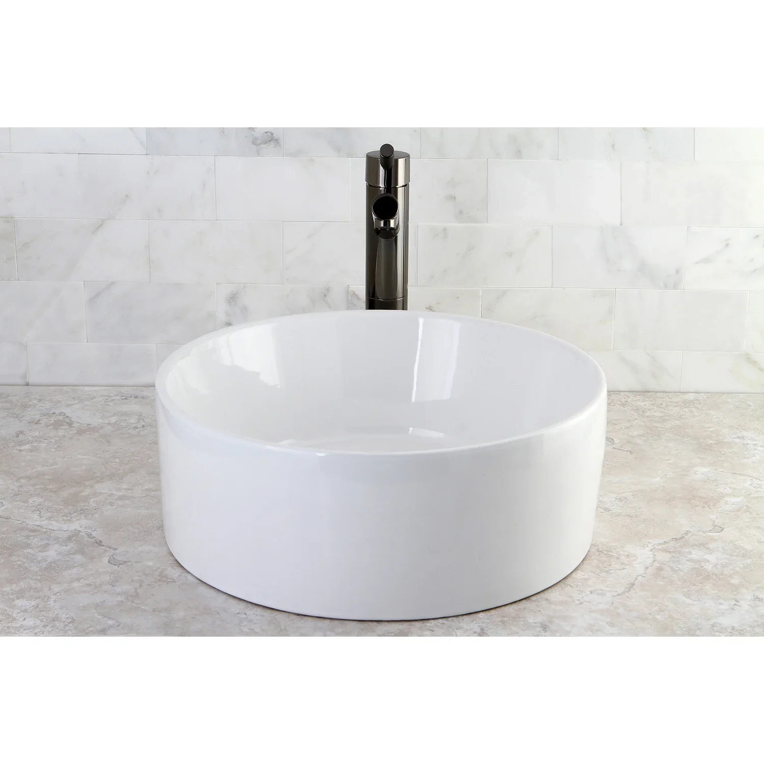 Kingston Brass Fauceture Park 15-3/4" Ceramic Round Vessel Sink, White (EV3103) - Image 3