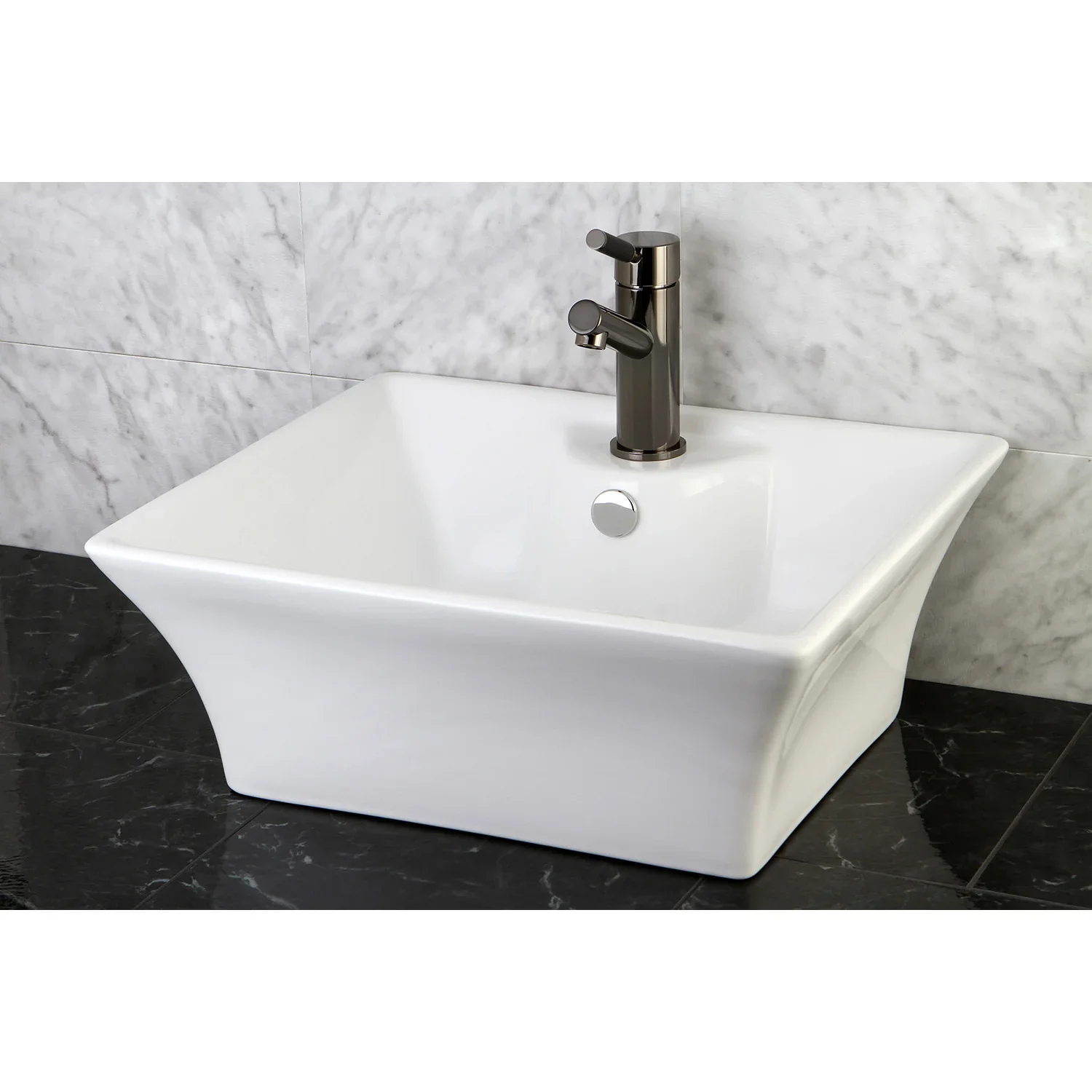 Kingston Brass Fauceture Forte 19-1/2" Ceramic Rectangular Vessel Sink, White (EV4049) - Image 3