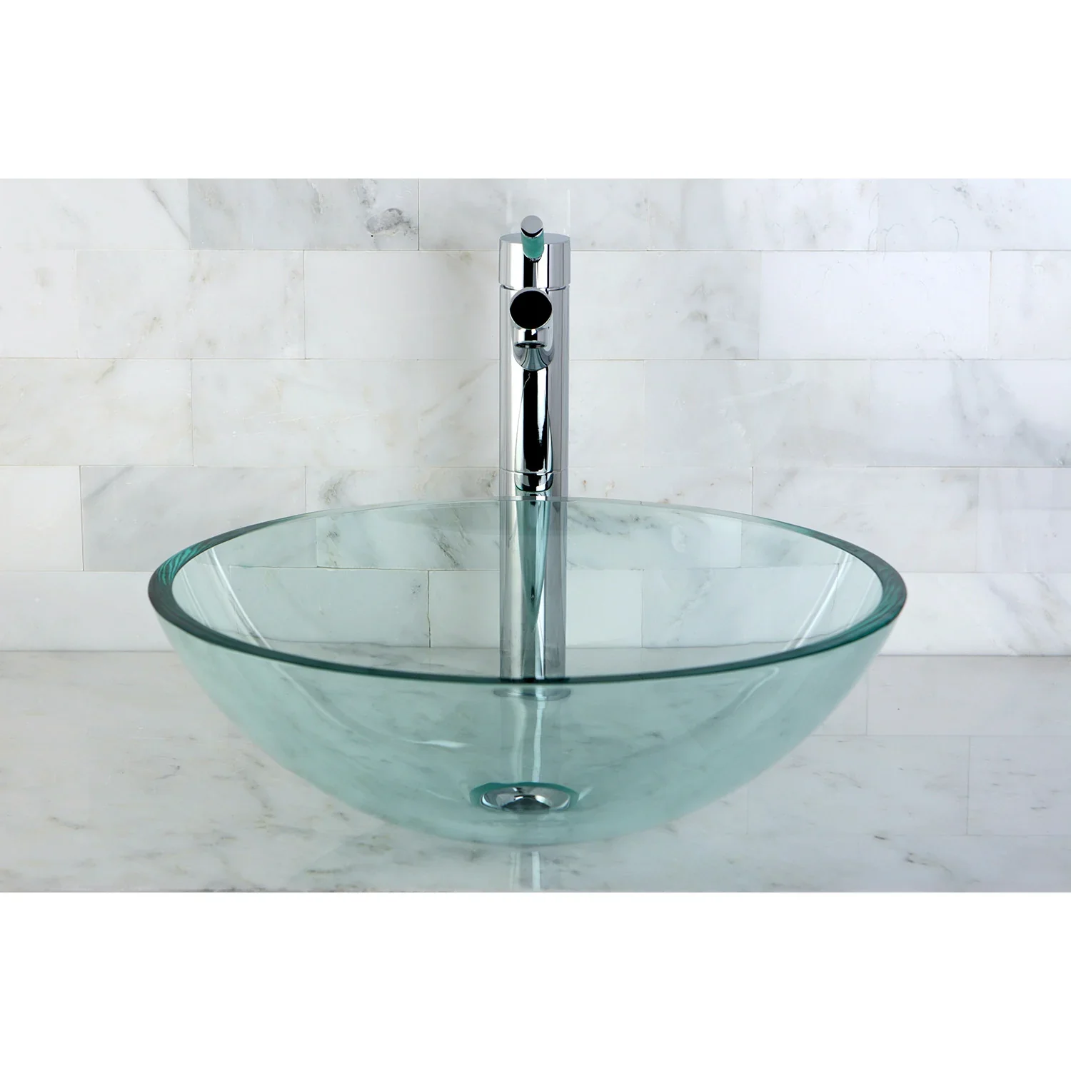 Kingston Brass Fauceture Templeton 16-1/2" Tempered Glass Round Vessel Sink, Crystal Clear (EVSPCC1) - Image 2