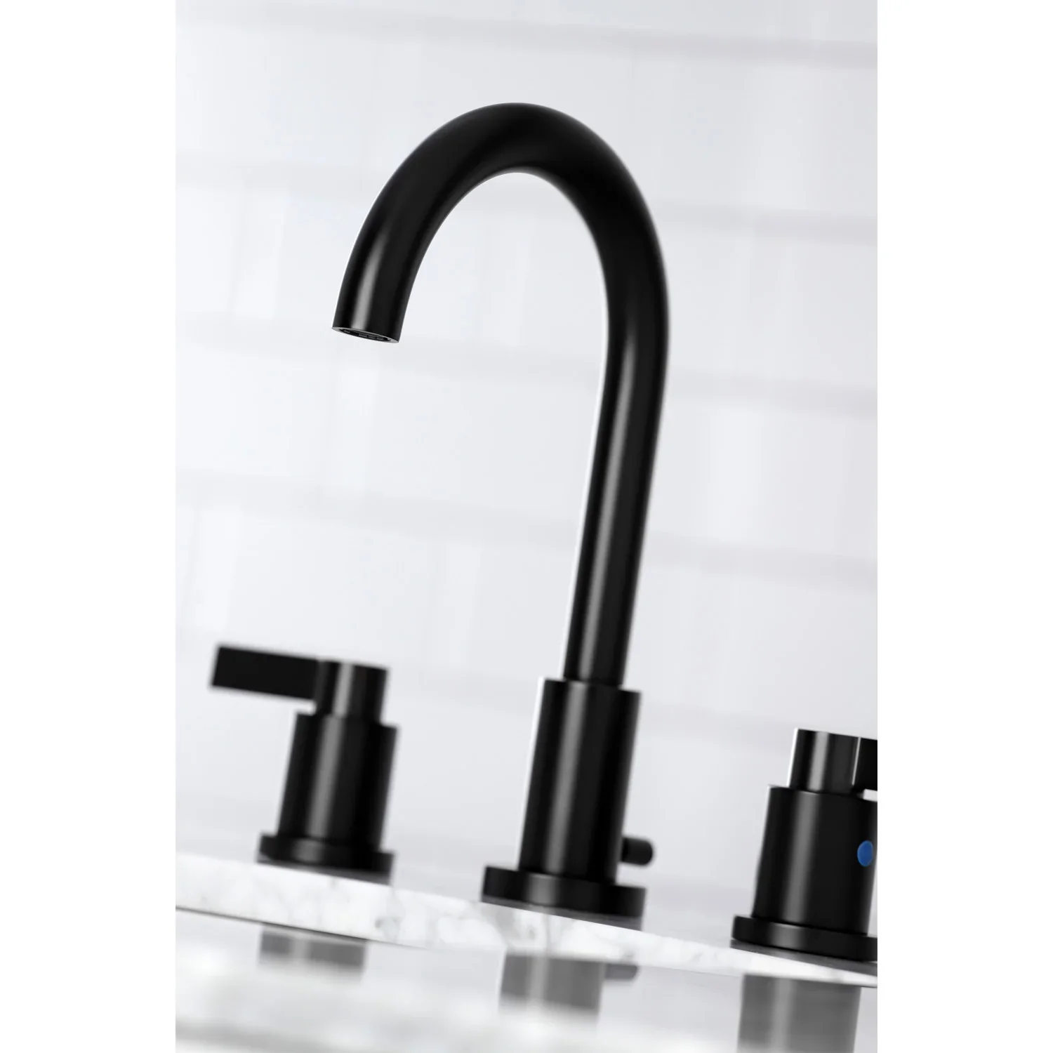 Kingston Brass NuvoFusion Widespread Bathroom Faucet with Brass Pop-Up, Matte Black (FSC8920NDL) - Image 6