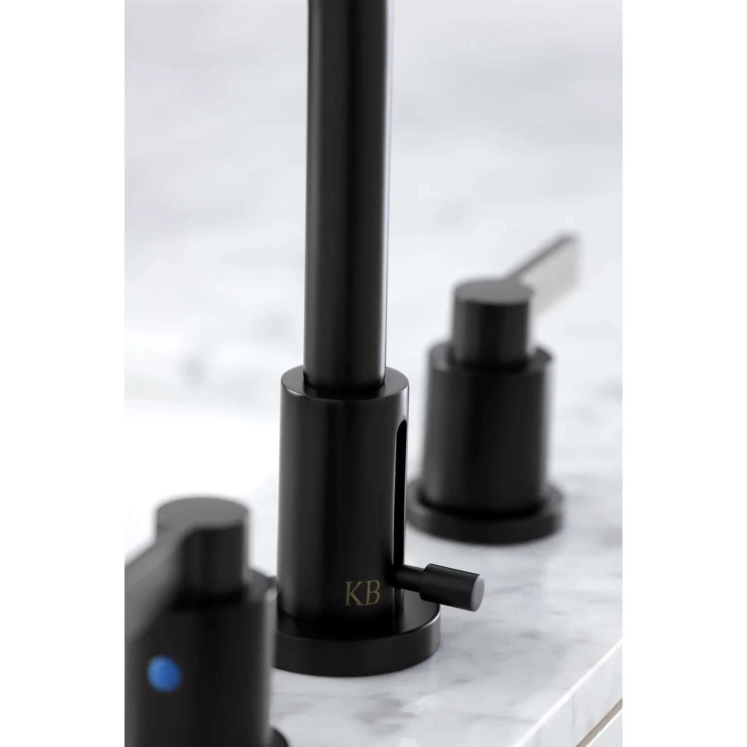 Kingston Brass NuvoFusion Widespread Bathroom Faucet with Brass Pop-Up, Matte Black (FSC8920NDL) - Image 7