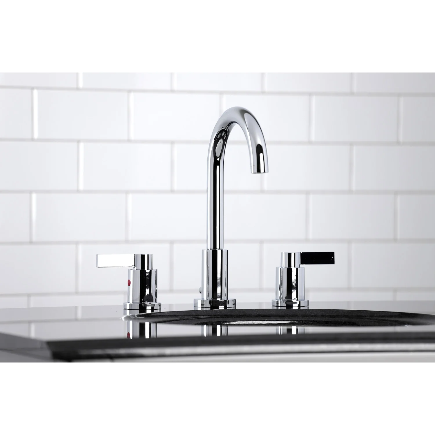 Kingston Brass NuvoFusion Widespread Bathroom Faucet with Brass Pop-Up, Polished Chrome (FSC8921NDL) - Image 2