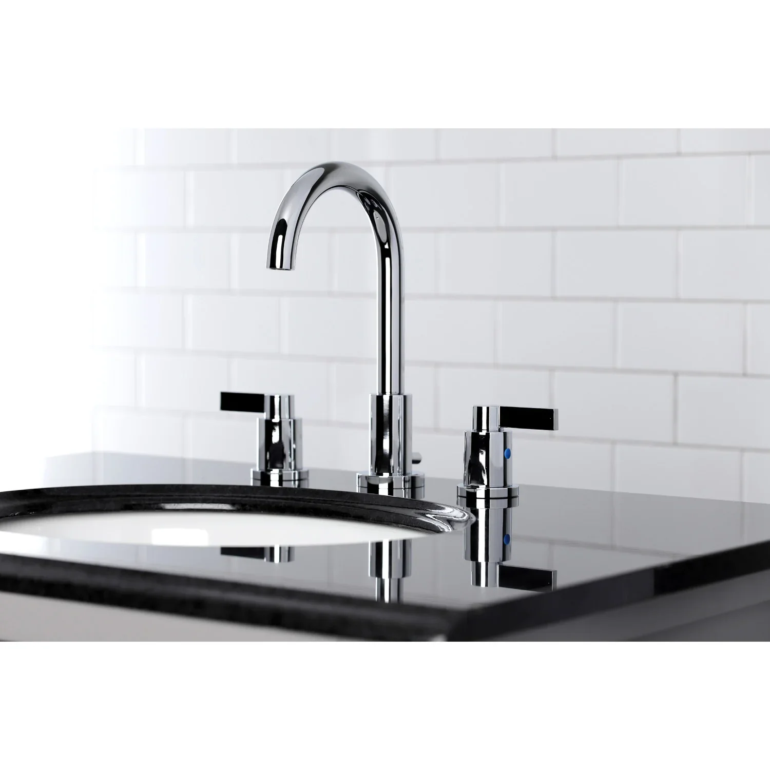 Kingston Brass NuvoFusion Widespread Bathroom Faucet with Brass Pop-Up, Polished Chrome (FSC8921NDL) - Image 3