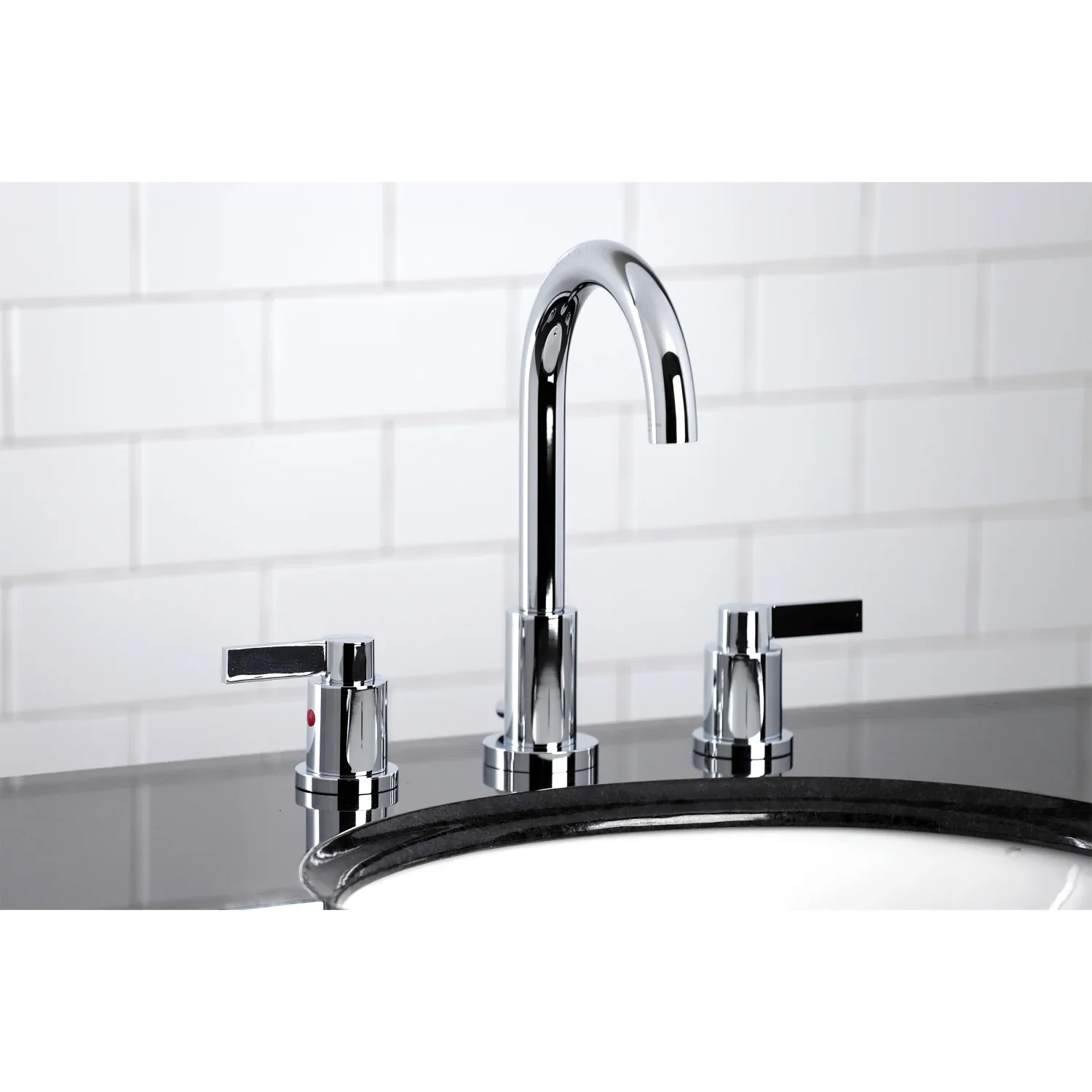 Kingston Brass NuvoFusion Widespread Bathroom Faucet with Brass Pop-Up, Polished Chrome (FSC8921NDL) - Image 4