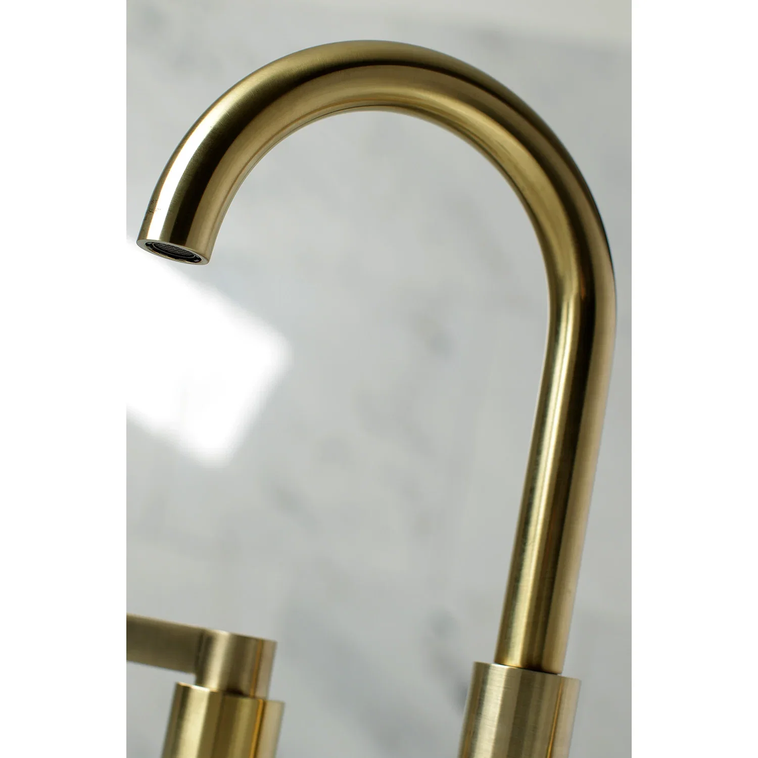Kingston Brass NuvoFusion Widespread Bathroom Faucet with Brass Pop-Up, Brushed Brass (FSC8923NDL) - Image 5