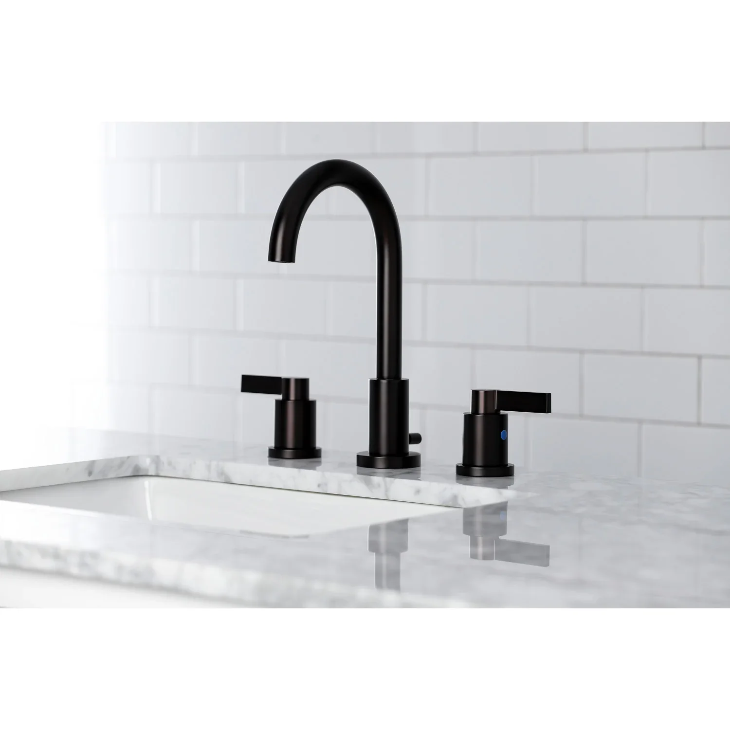 Kingston Brass NuvoFusion Widespread Bathroom Faucet with Brass Pop-Up, Oil Rubbed Bronze (FSC8925NDL) - Image 2