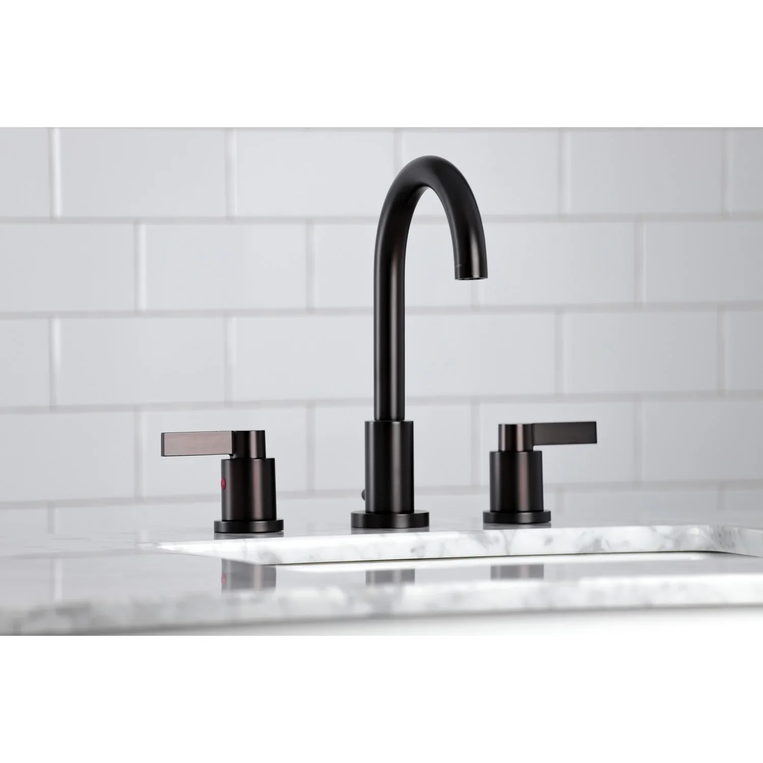 Kingston Brass NuvoFusion Widespread Bathroom Faucet with Brass Pop-Up, Oil Rubbed Bronze (FSC8925NDL) - Image 3