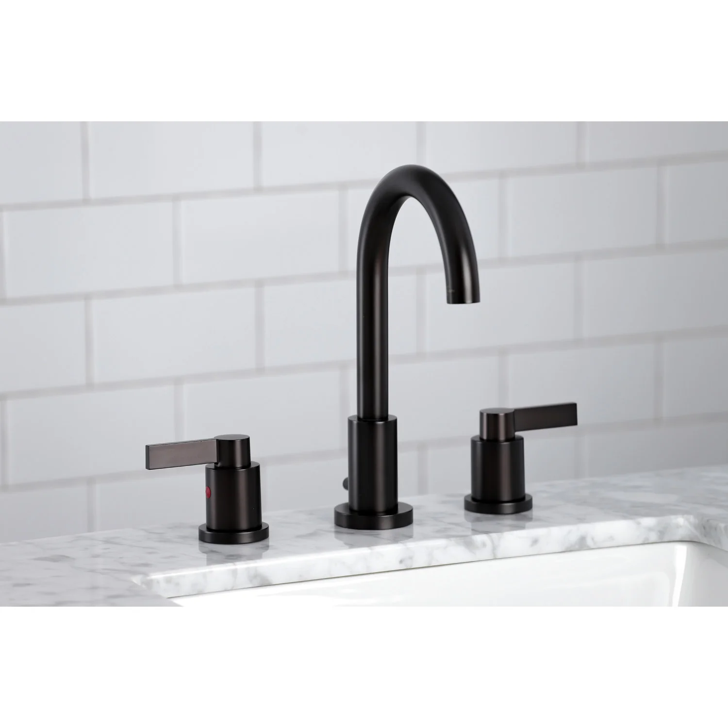 Kingston Brass NuvoFusion Widespread Bathroom Faucet with Brass Pop-Up, Oil Rubbed Bronze (FSC8925NDL) - Image 4