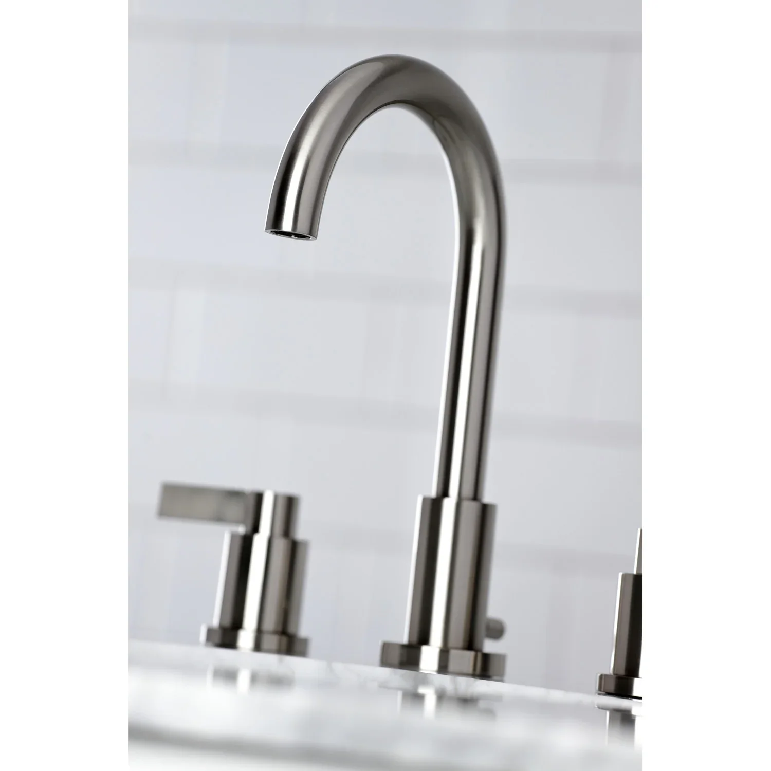 Kingston Brass NuvoFusion Widespread Bathroom Faucet with Brass Pop-Up, Brushed Nickel (FSC8928NDL) - Image 4