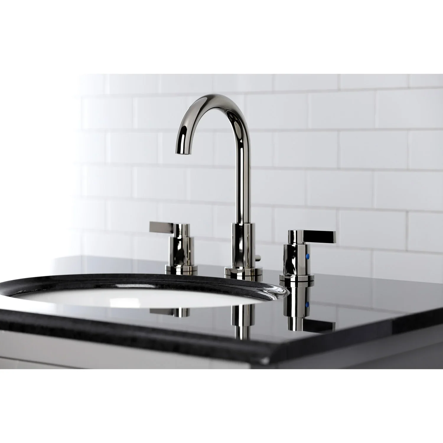 Kingston Brass NuvoFusion Widespread Bathroom Faucet with Brass Pop-Up, Polished Nickel (FSC8929NDL) - Image 3