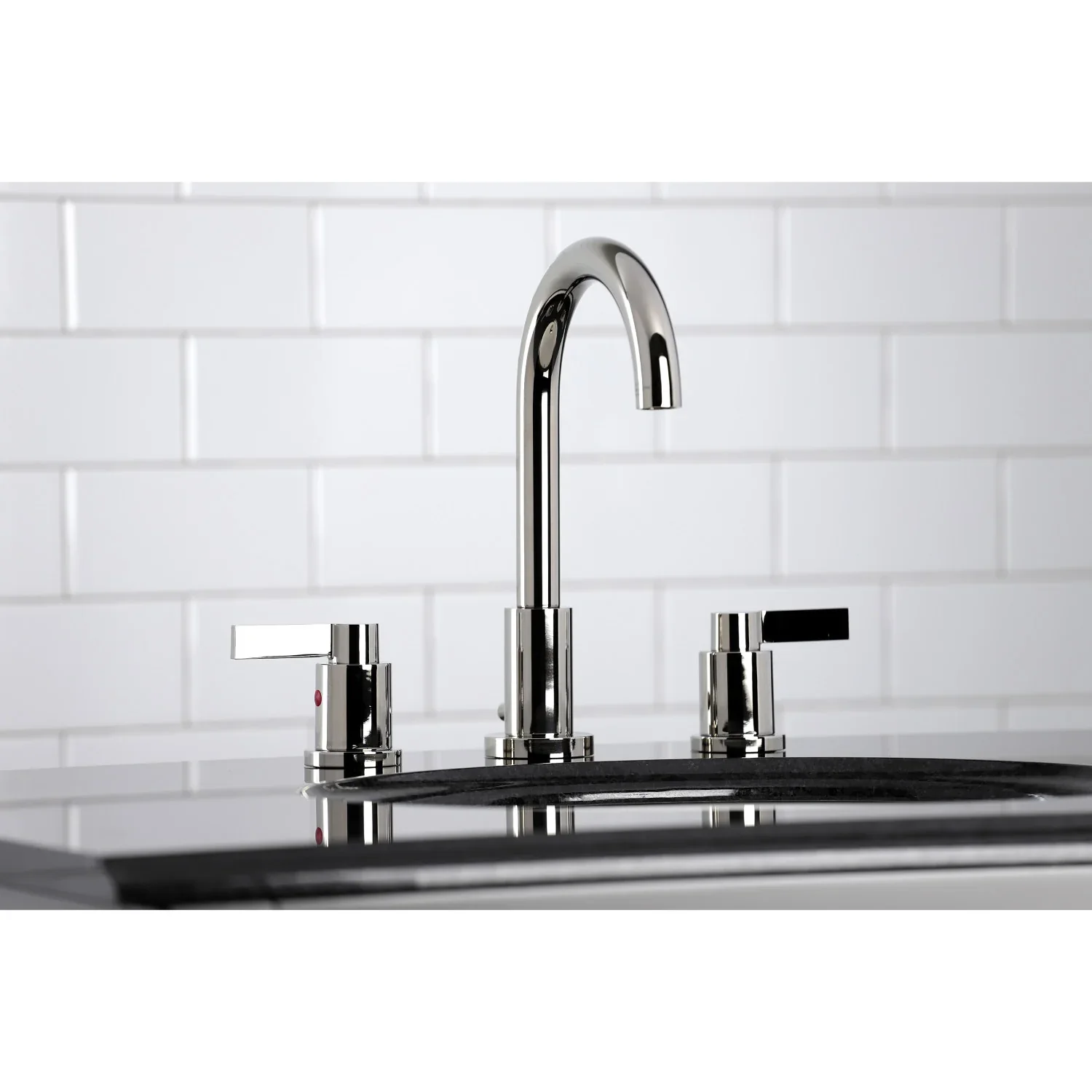 Kingston Brass NuvoFusion Widespread Bathroom Faucet with Brass Pop-Up, Polished Nickel (FSC8929NDL) - Image 4