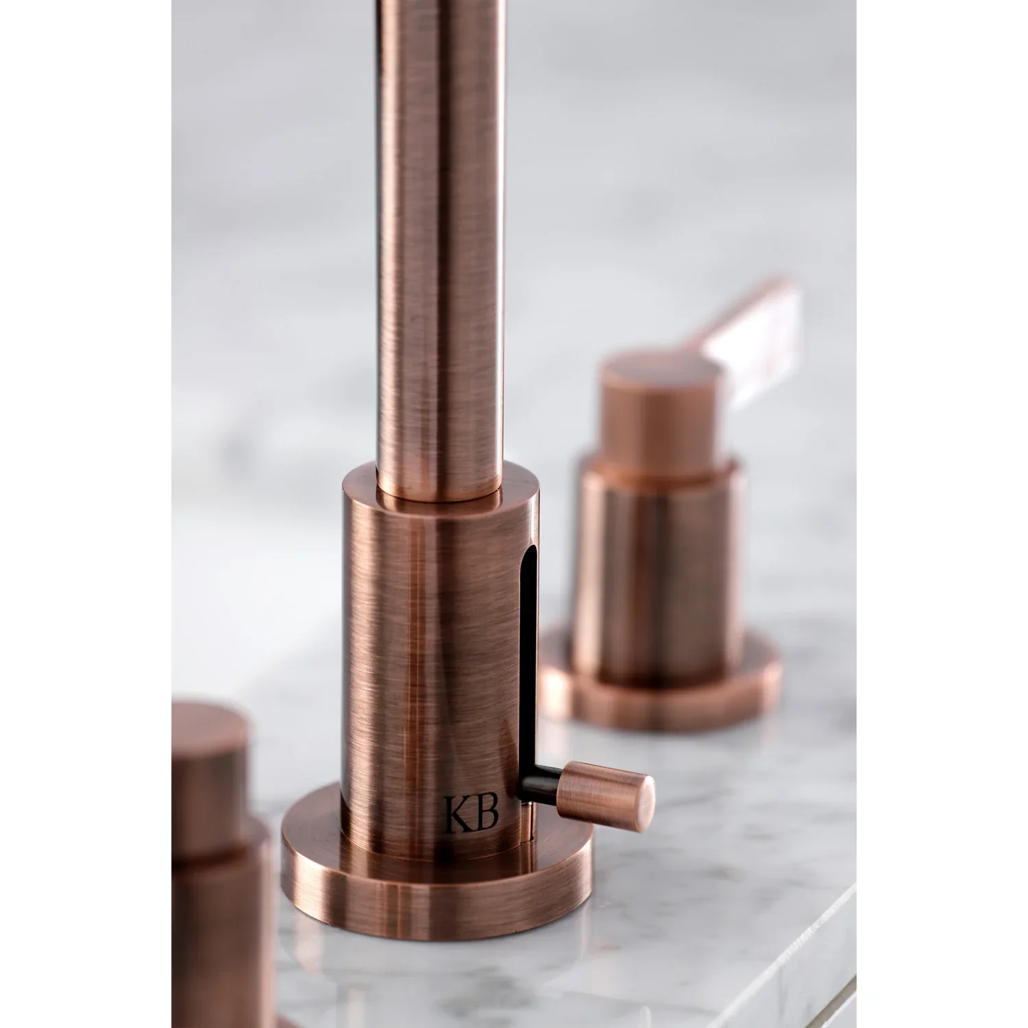 Kingston Brass NuvoFusion Widespread Bathroom Faucet with Brass Pop-Up, Antique Copper (FSC892NDLAC) - Image 2