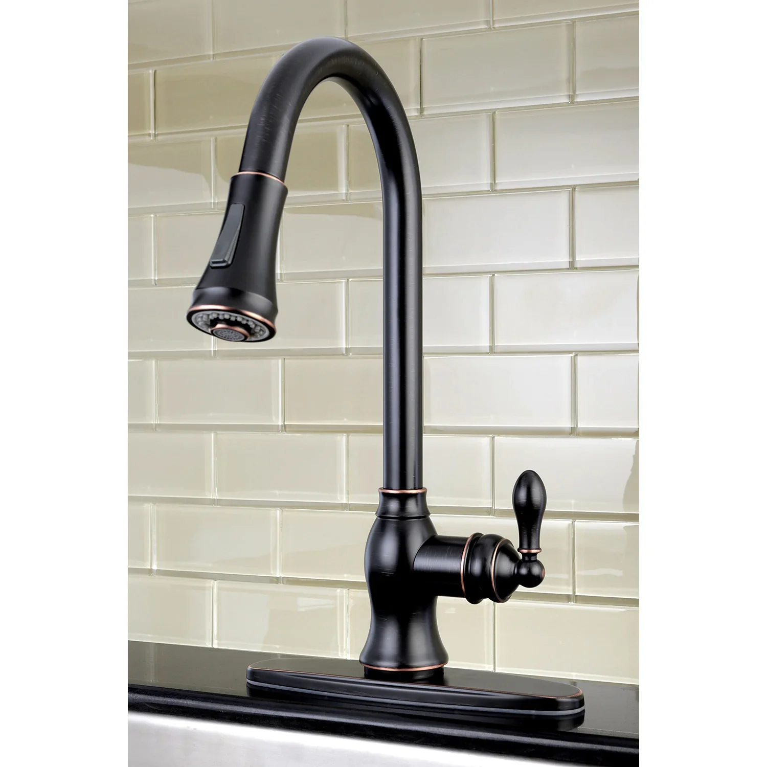 Kingston Brass Gourmetier American Classic Single-Handle Pull-Down Kitchen Faucet, Naples Bronze (GSY7776ACL) - Image 2