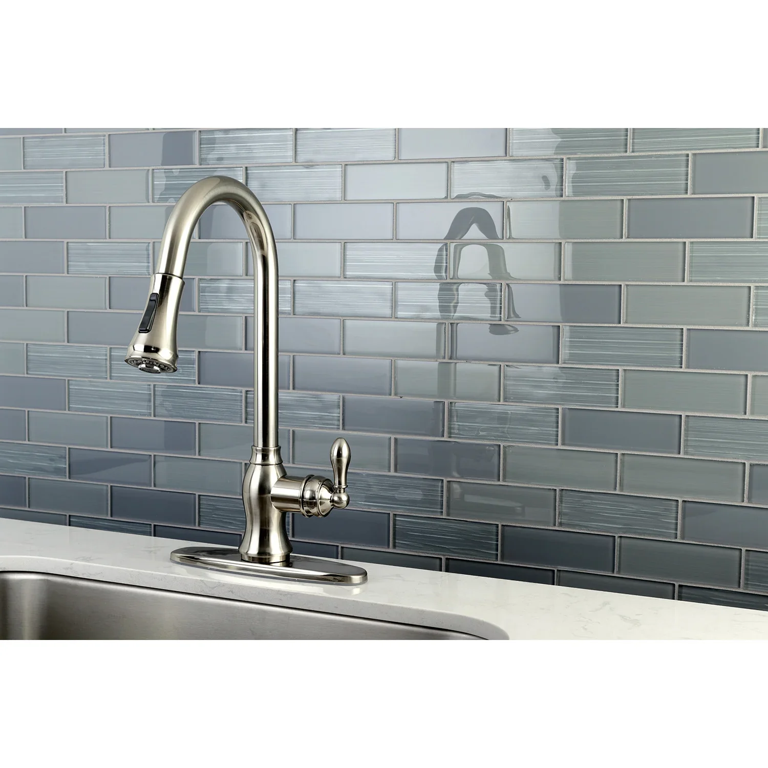Kingston Brass Gourmetier American Classic Single-Handle Pull-Down Kitchen Faucet, Brushed Nickel (GSY7778ACL) - Image 2