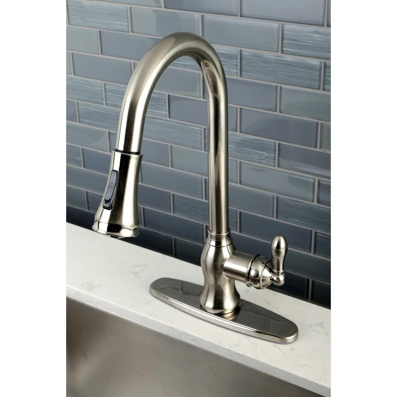 Kingston Brass Gourmetier American Classic Single-Handle Pull-Down Kitchen Faucet, Brushed Nickel (GSY7778ACL) - Image 3