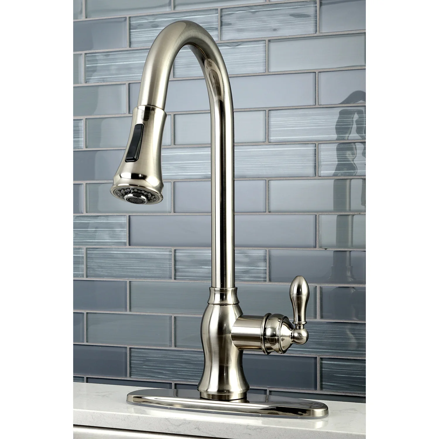 Kingston Brass Gourmetier American Classic Single-Handle Pull-Down Kitchen Faucet, Brushed Nickel (GSY7778ACL) - Image 4