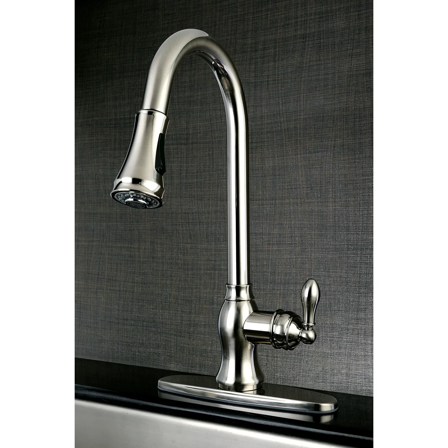 Kingston Brass Gourmetier American Classic Single-Handle Pull-Down Kitchen Faucet, Brushed Nickel (GSY7778ACL) - Image 5