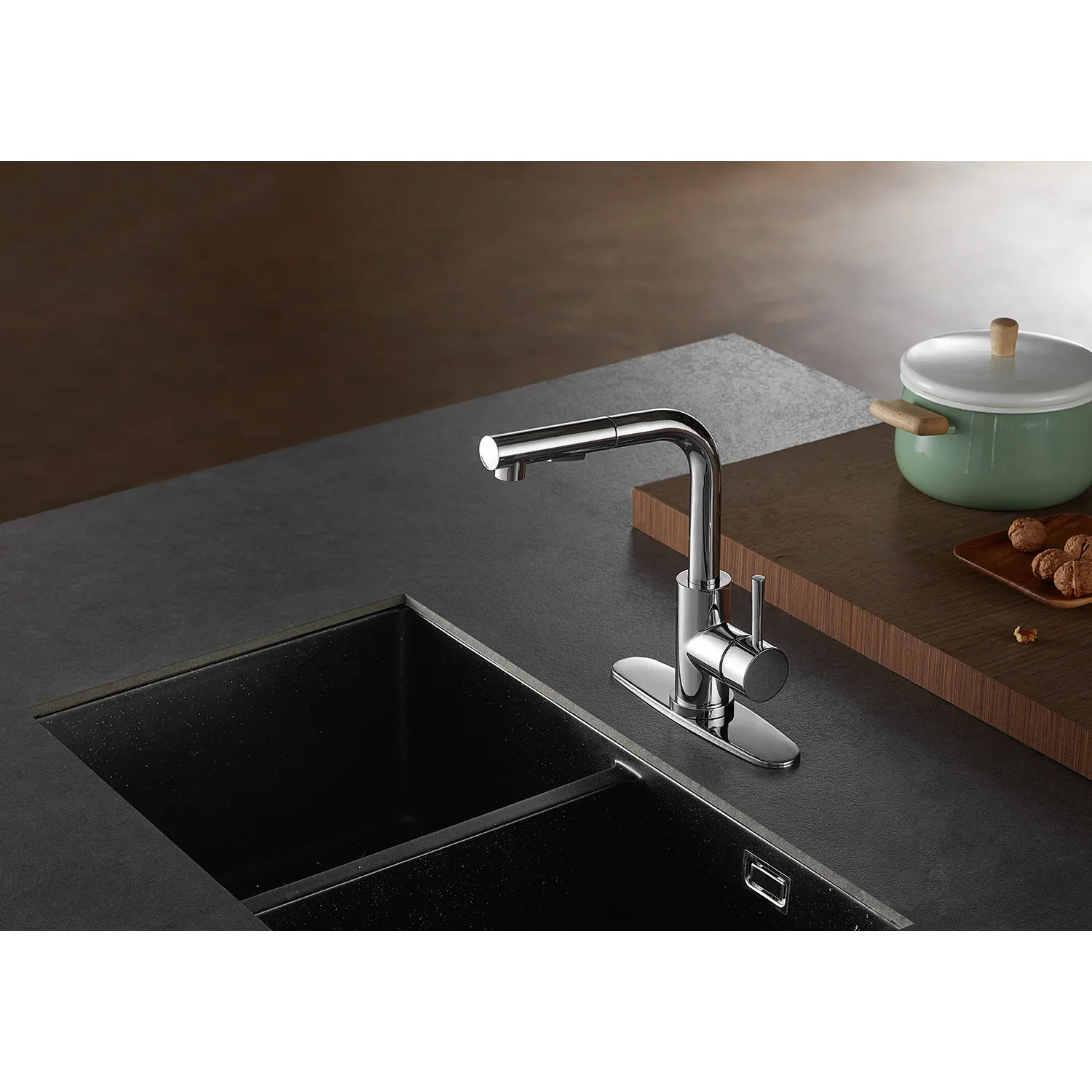 Kingston Brass Gourmetier Concord Single-Handle Pull-Out Kitchen Faucet with Pull-Out Sprayer, Polished Chrome (LS2711DL) - Image 2