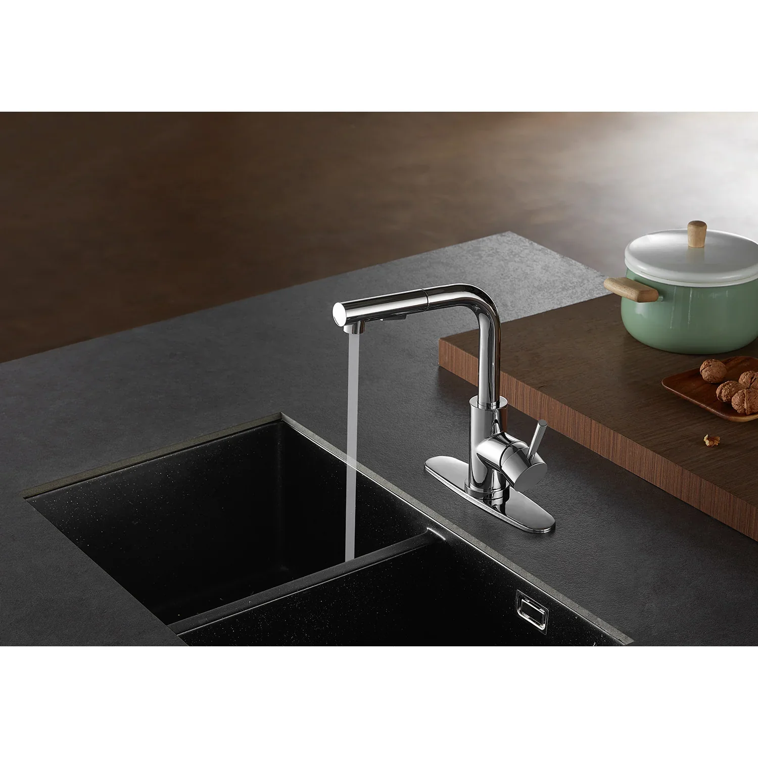 Kingston Brass Gourmetier Concord Single-Handle Pull-Out Kitchen Faucet with Pull-Out Sprayer, Polished Chrome (LS2711DL) - Image 3