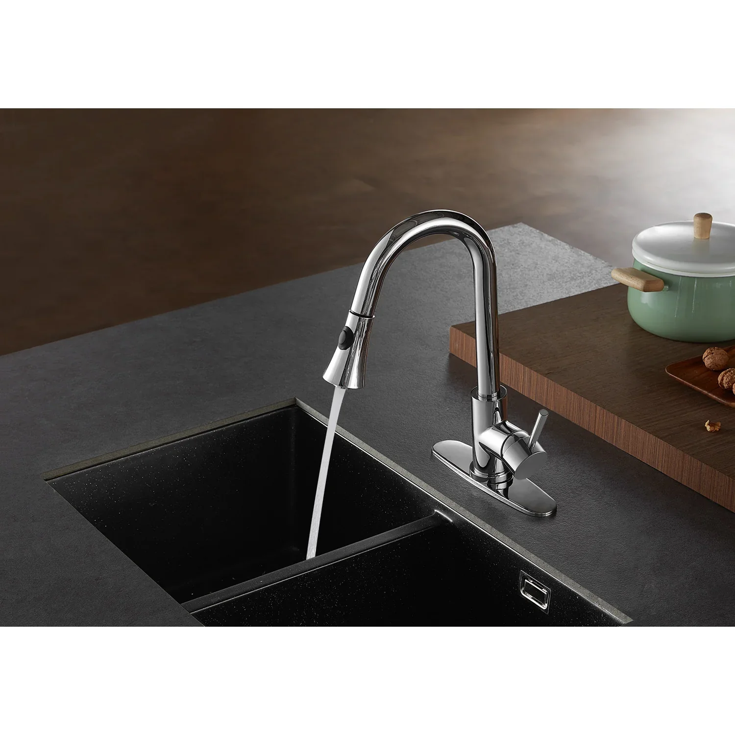 Kingston Brass Gourmetier Concord Single-Handle Pull-Down Kitchen Faucet, Polished Chrome (LS8721DL) - Image 2