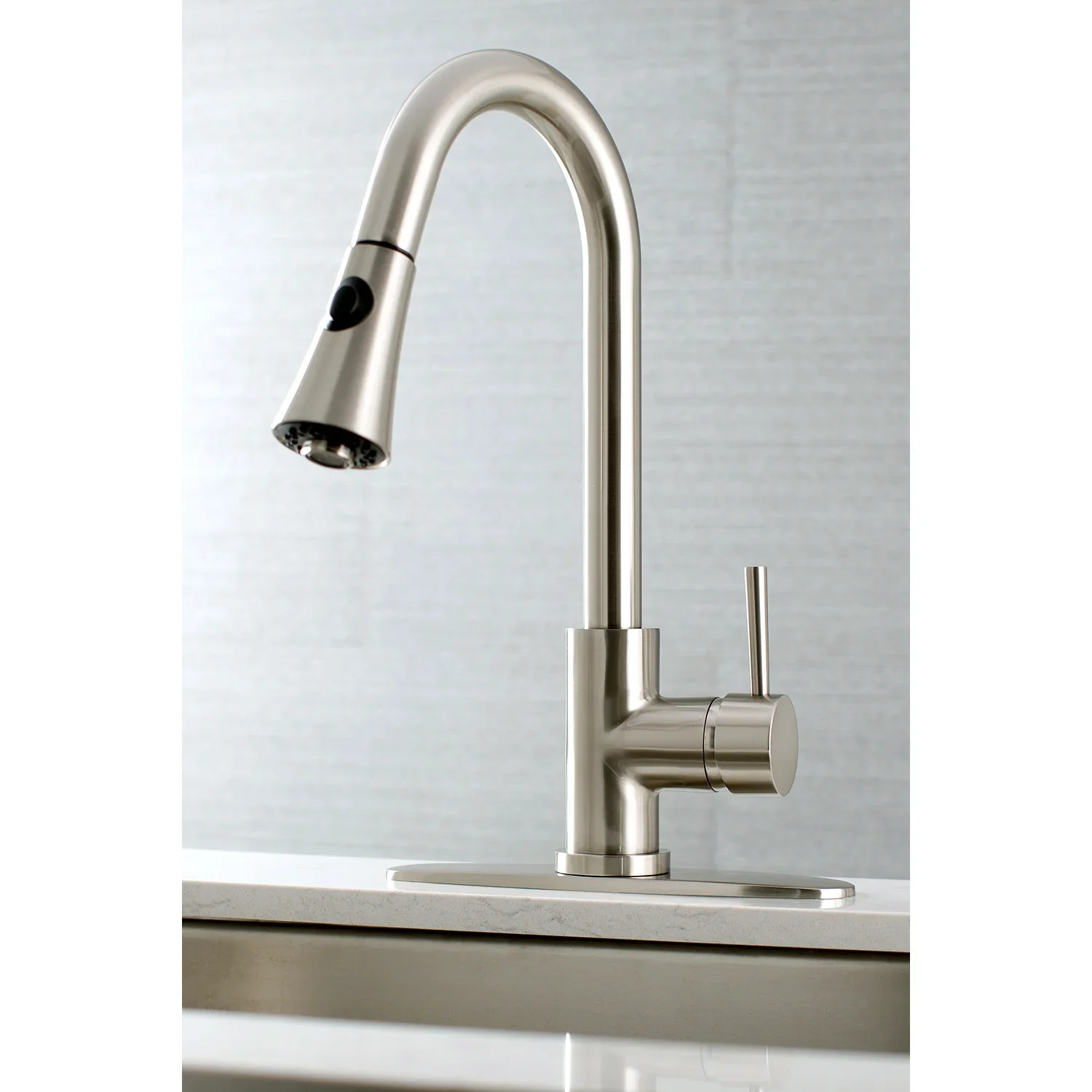 Kingston Brass Gourmetier Concord Single-Handle Pull-Down Kitchen Faucet, Brushed Nickel (LS8728DL) - Image 2